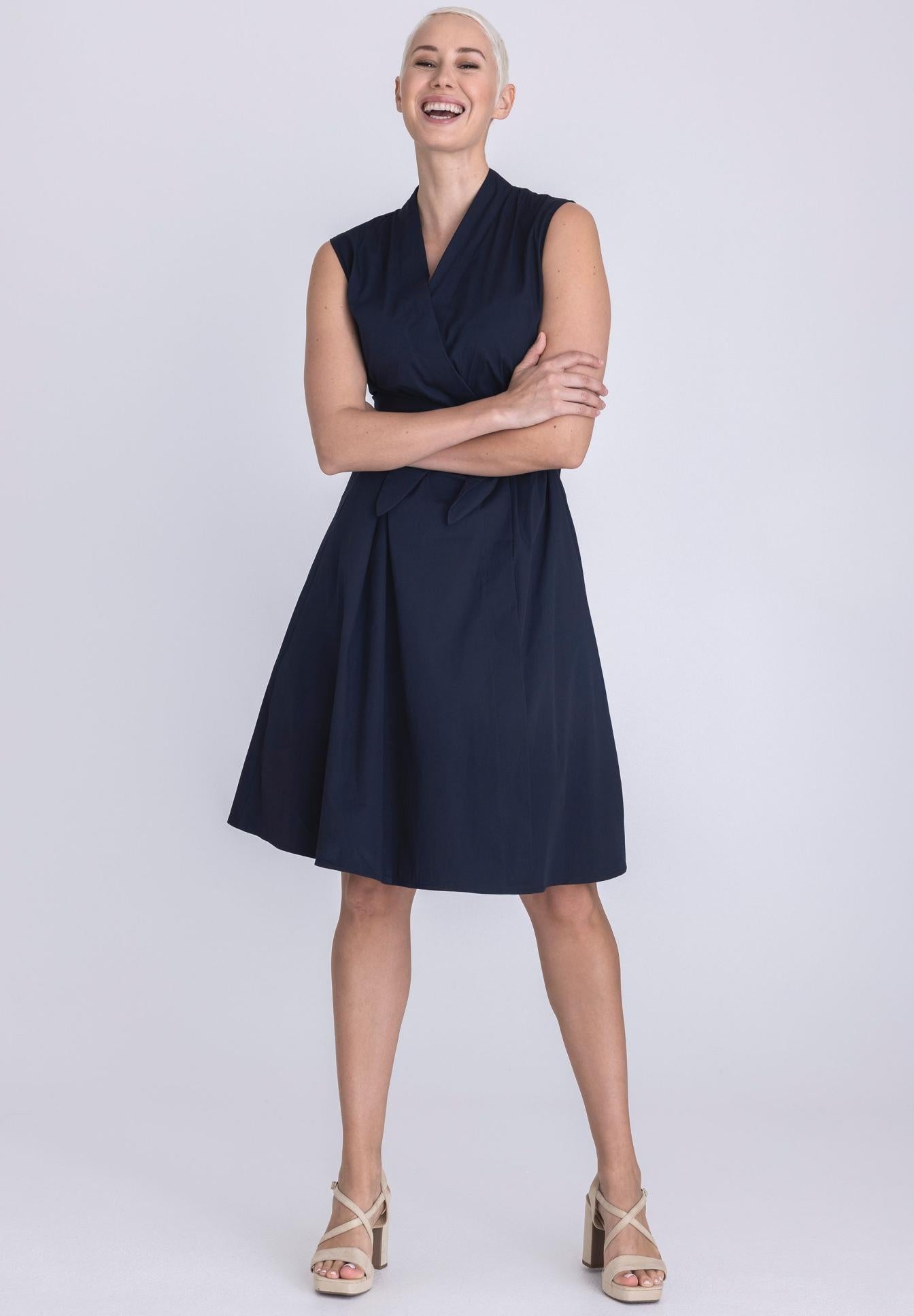 TUZZI SLEEVELESS DRESS NAVY 451500000 126
