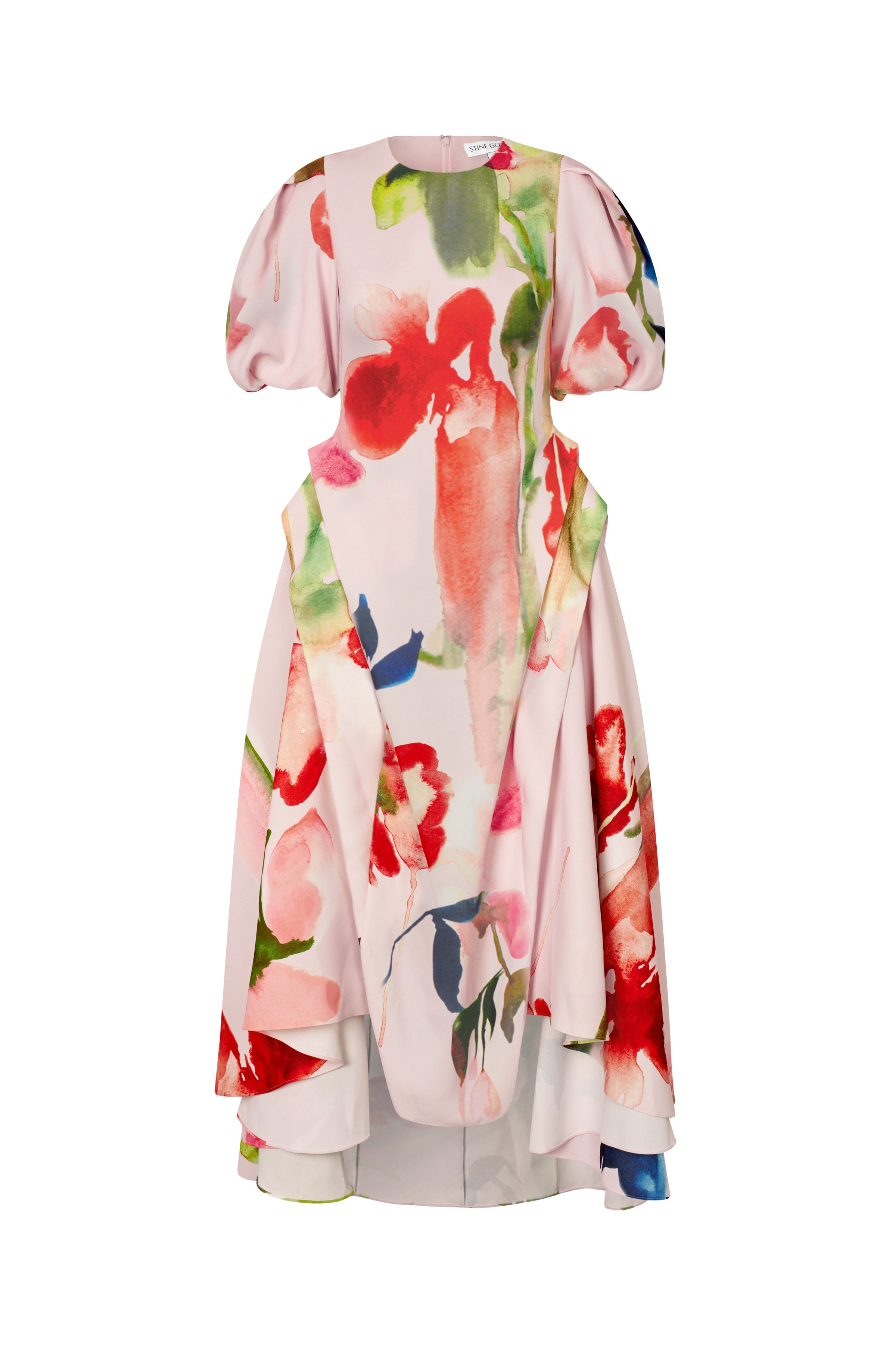 STINE GOYA HEAVY CREPE RUFFLING VOLUMINOUS DRESS 2395 225