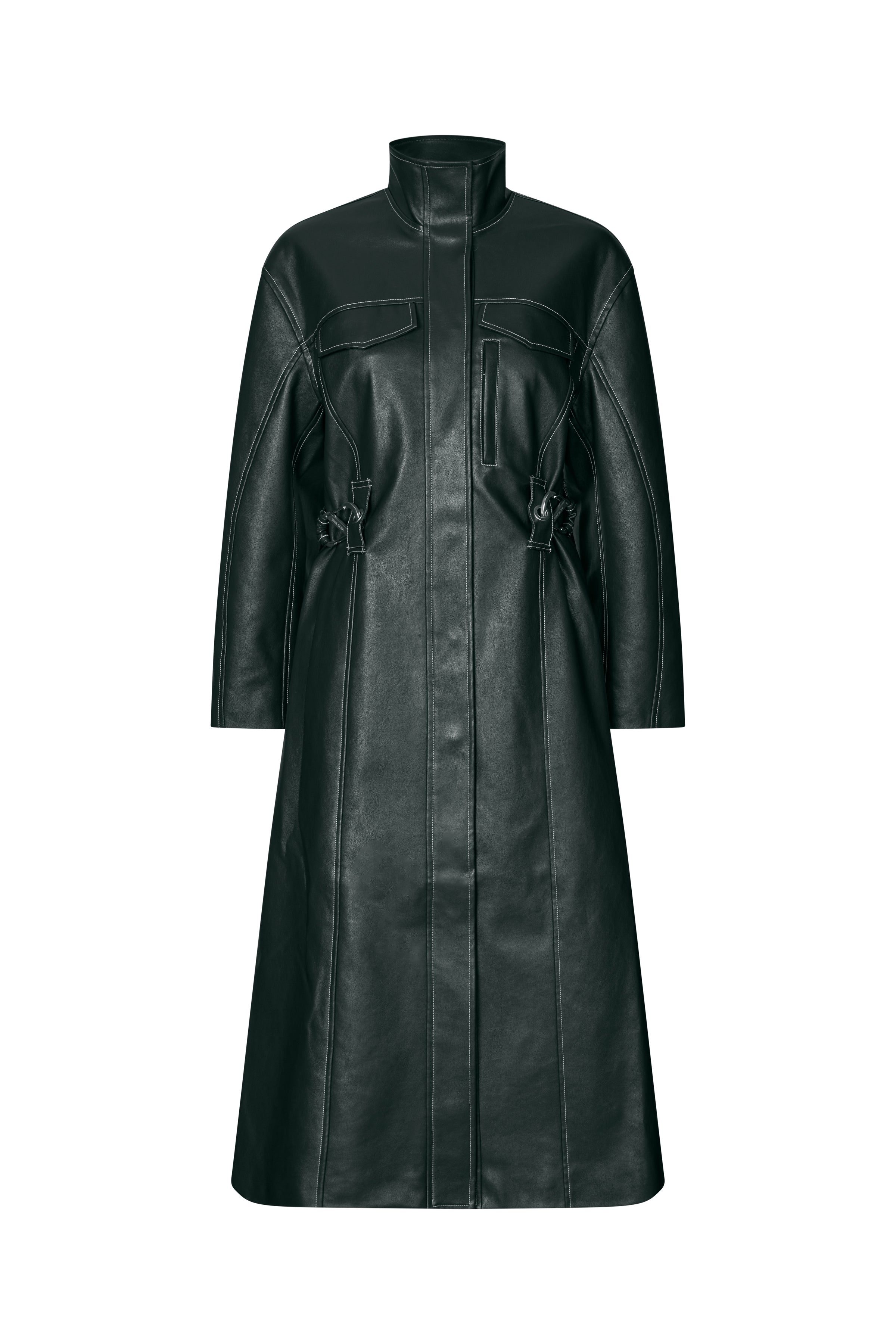 STINE GOYA 2362 HEAVY WEIGHT FAUX LEATHER, DROPPED SHOULDER HIGH COLLAR COAT 225