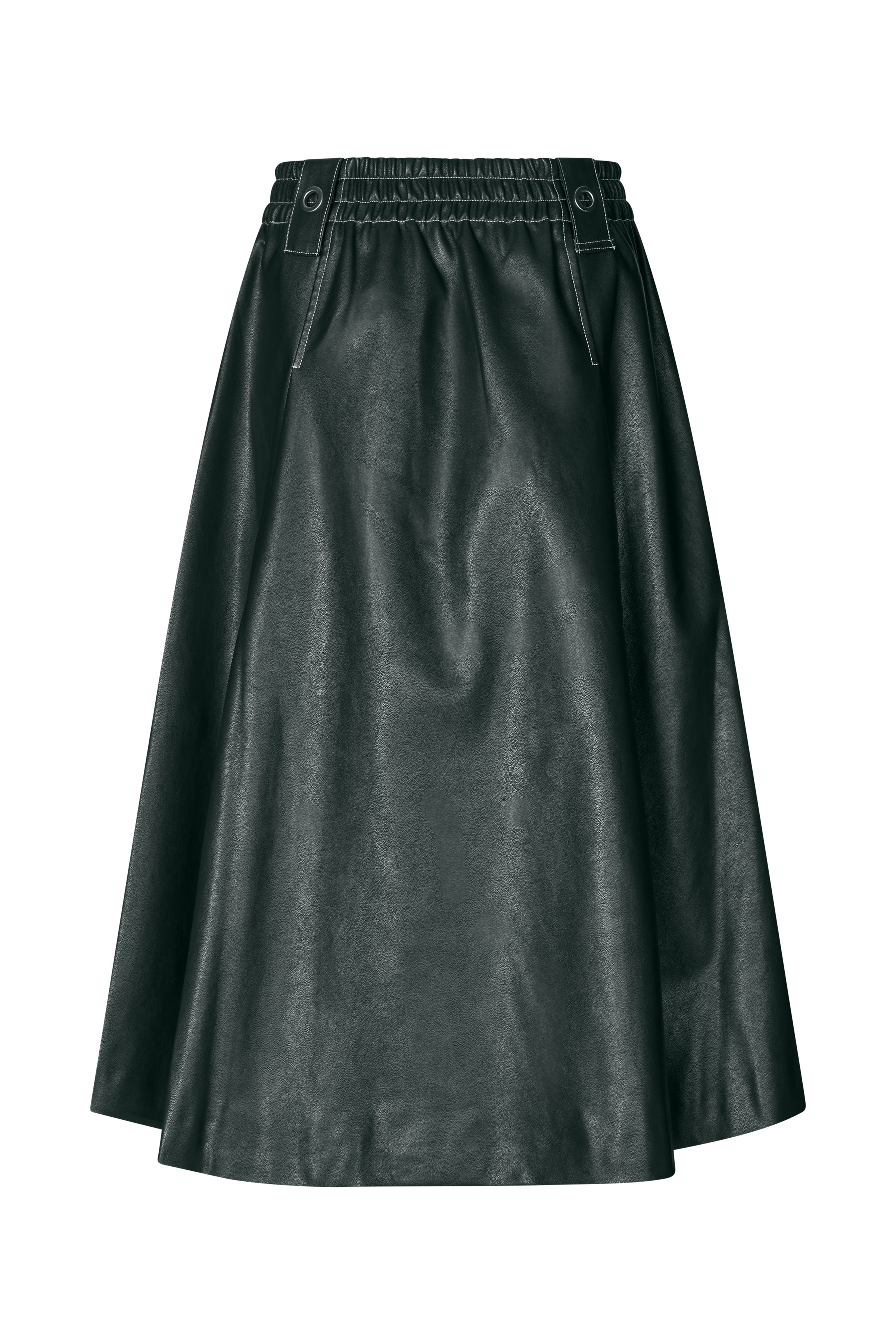 STINE GOYA 2362 HEAVY WEIGHT FAUX LEATHER, GATHERED WAIST MIDI SKIRT 225