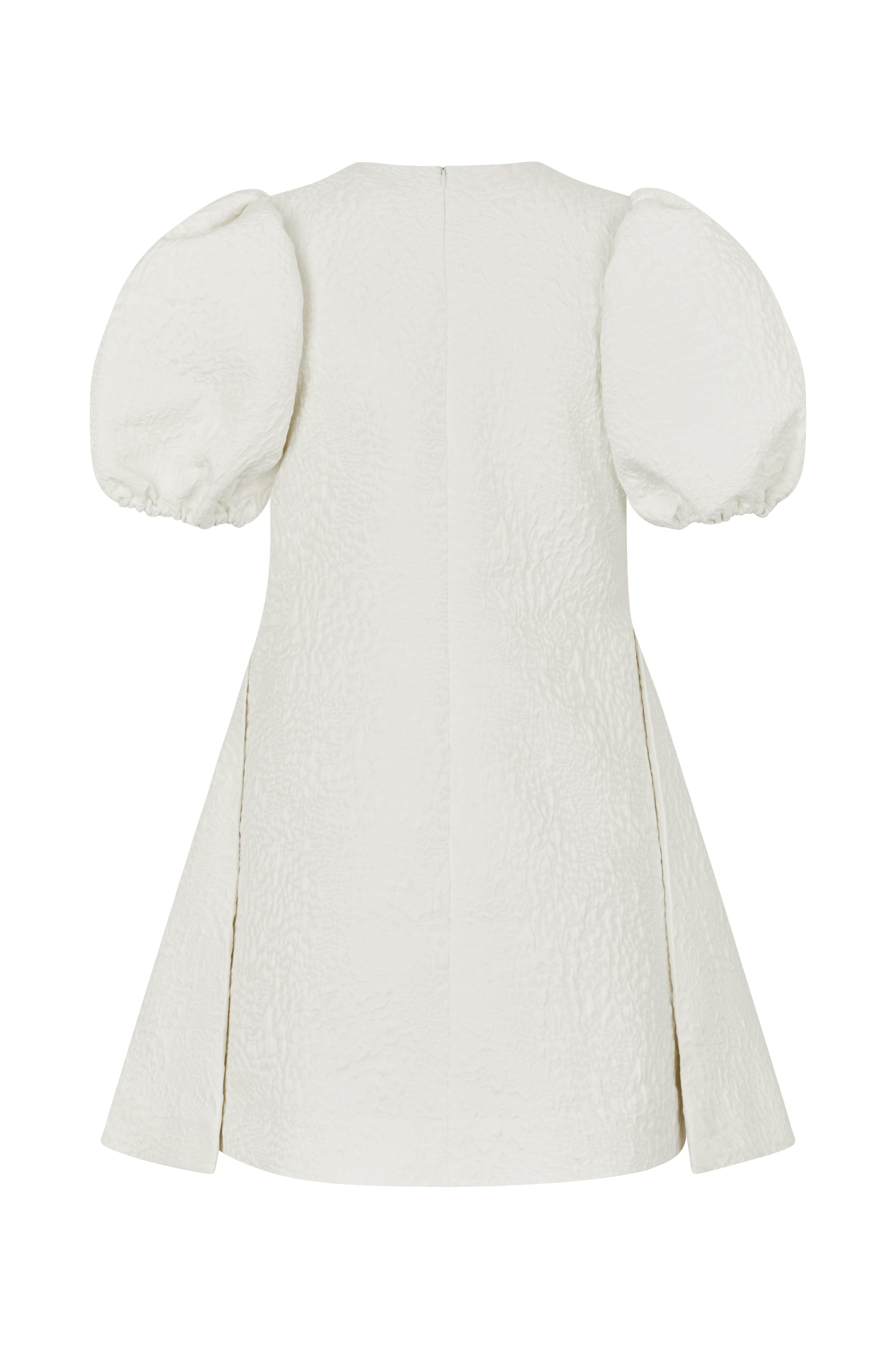 STINE GOYA WHITE TEXTURED WOVEN JACQUARD, ANGLED PLEAT MINI DRESS SG-PS26-D187-2448 126