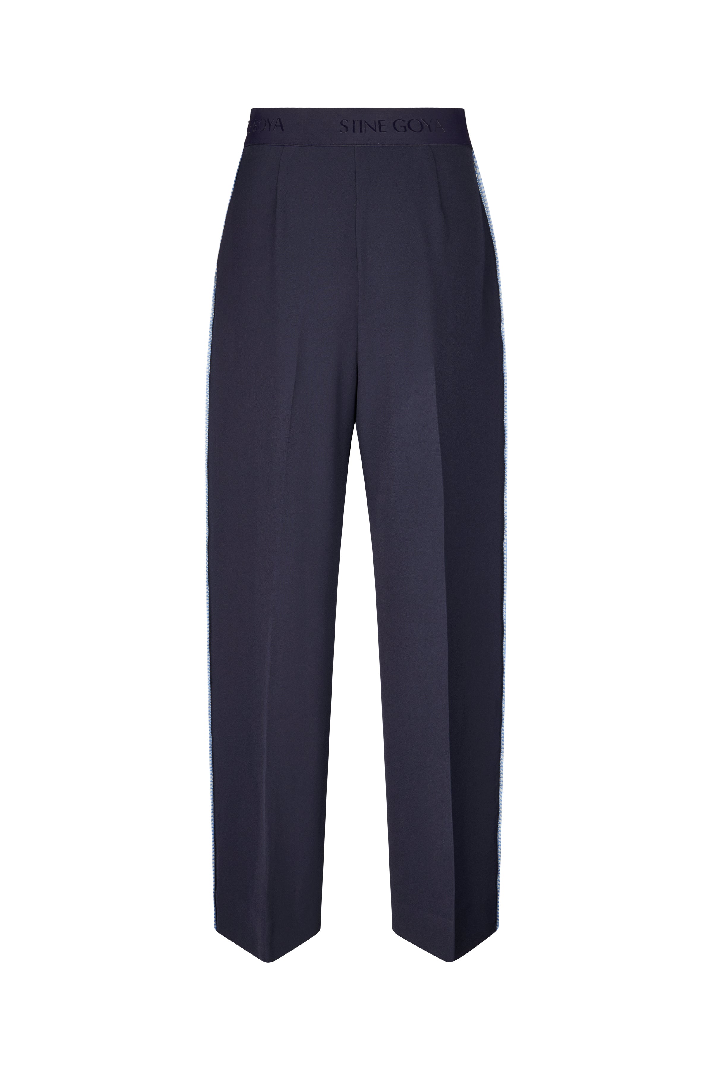 STINE GOYA NAVY FLUID CADY, BLANKET STITCH ELASTIC PANTS SG-PS26-P133-2369 126