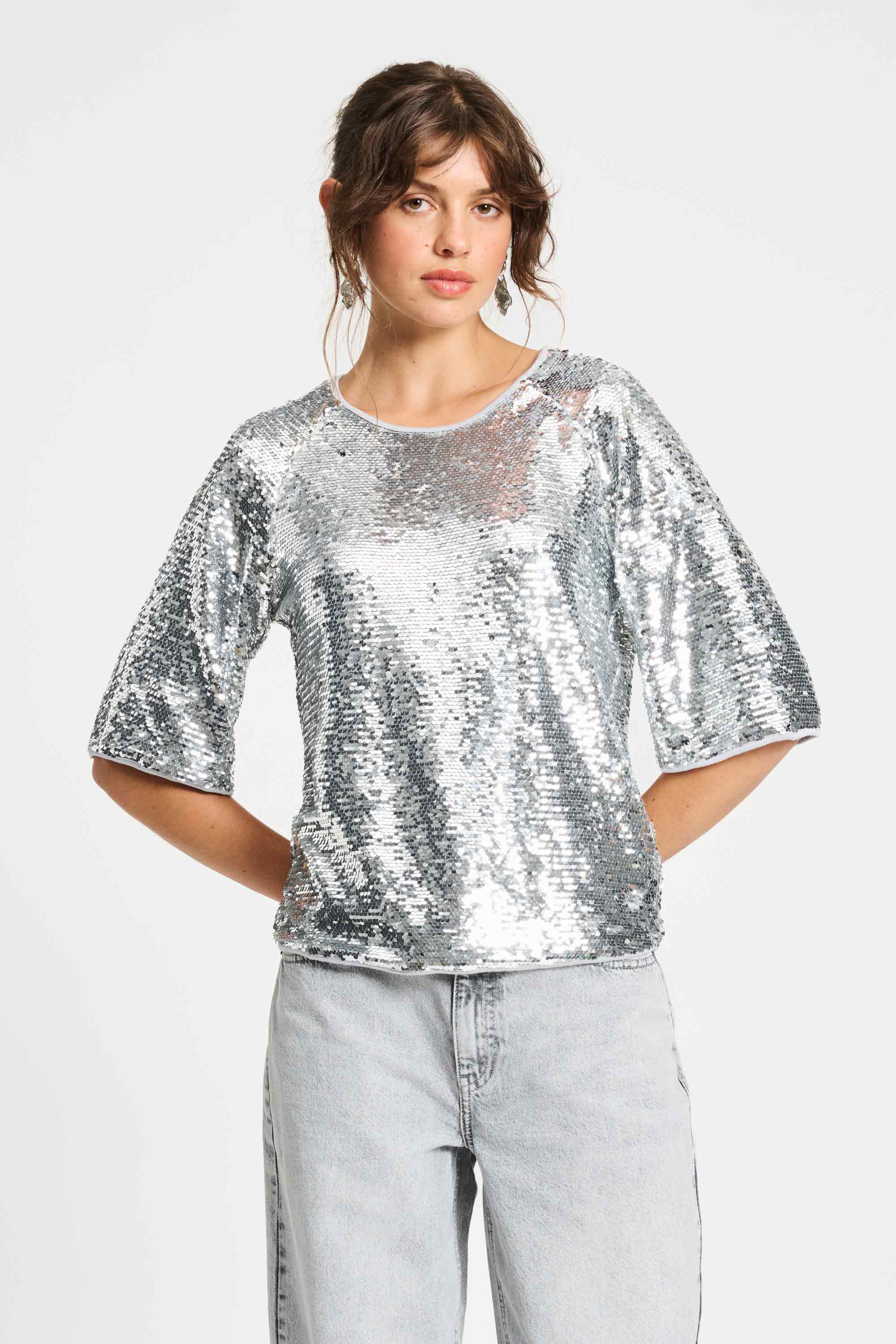 POM TOP - SEQUINS SILVER SP9275 225