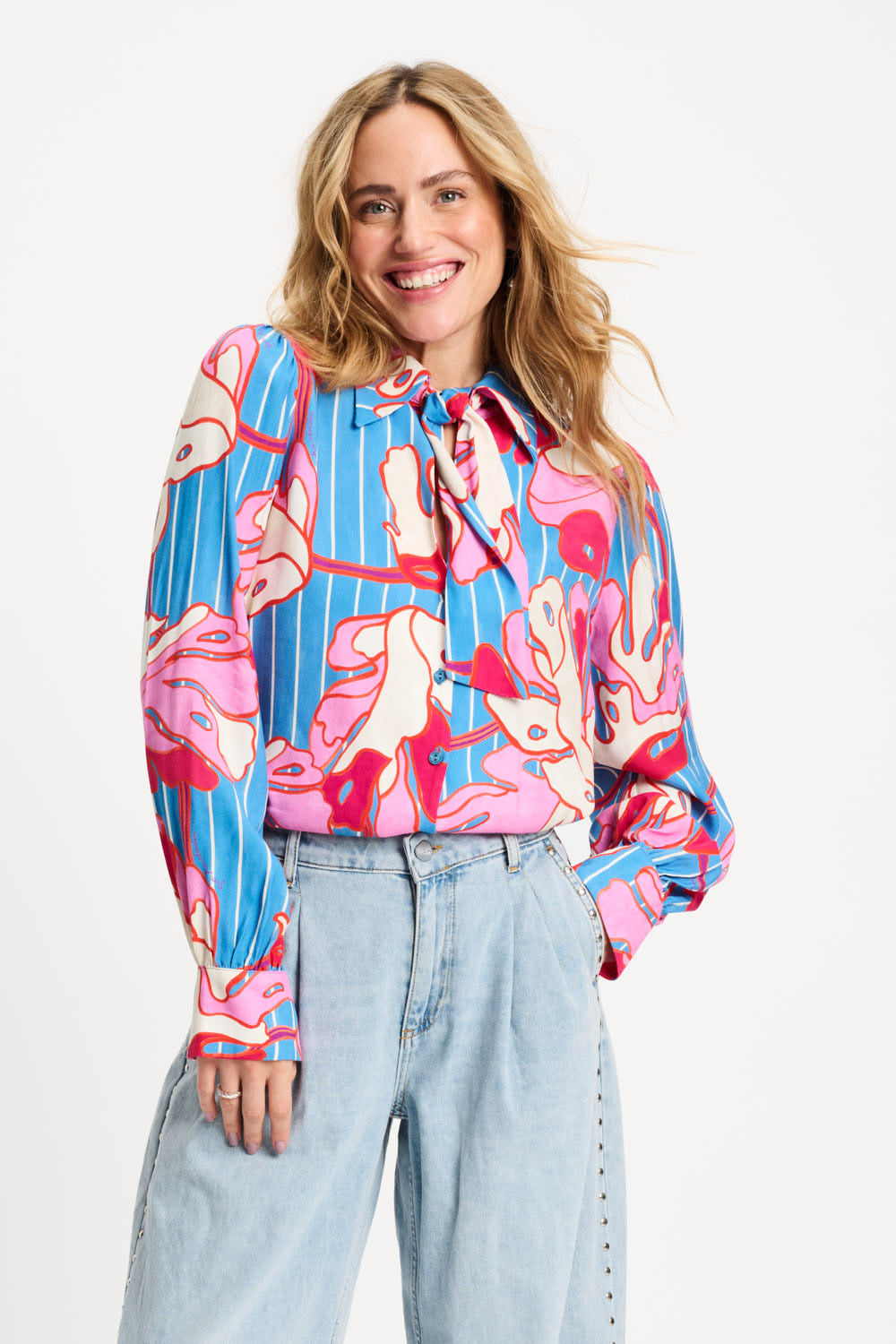 POM BLOUSE - URBAN FLORA STRIPE SP9500 126