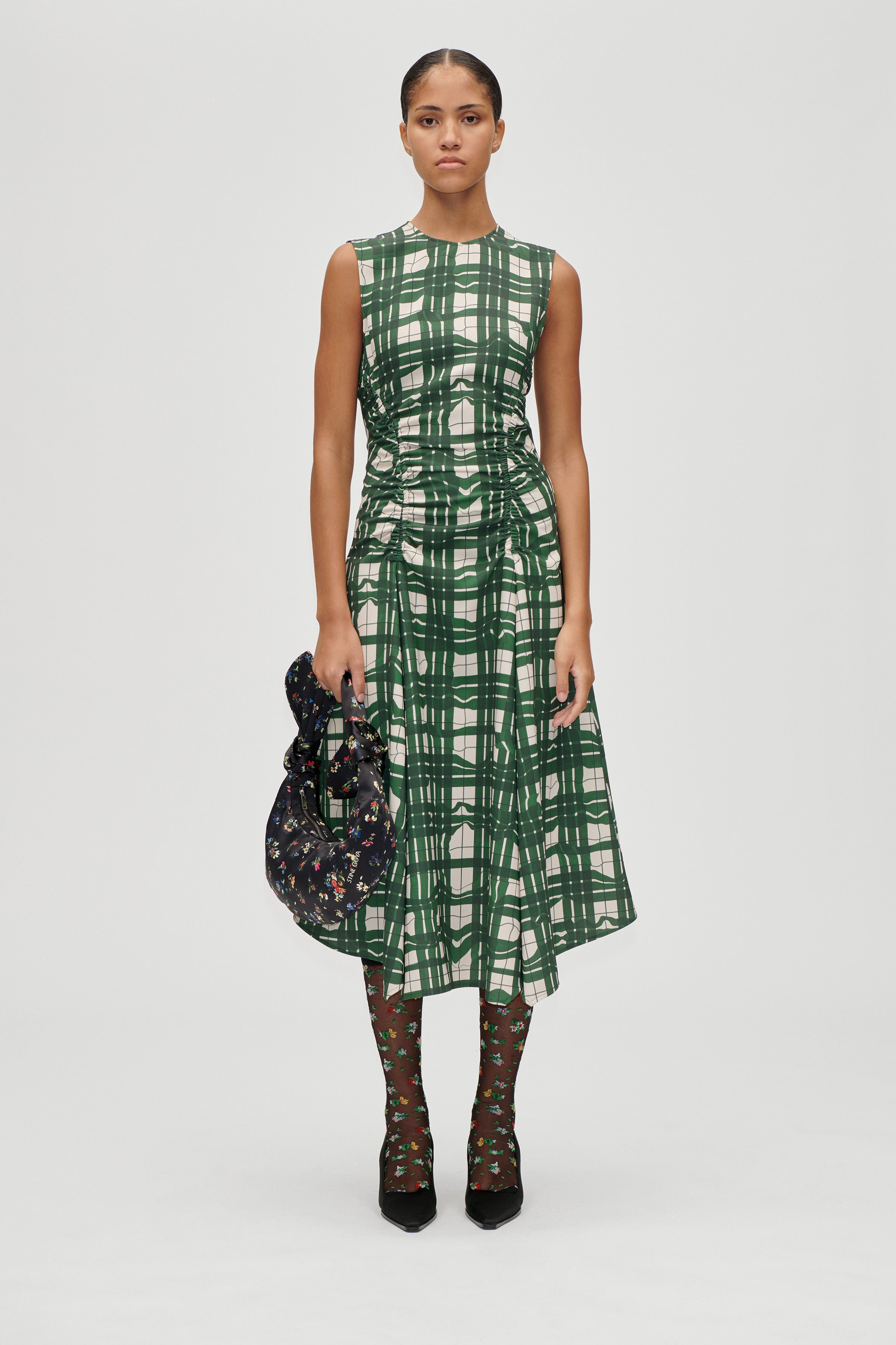STINE GOYA CHECK MIDI DRESS