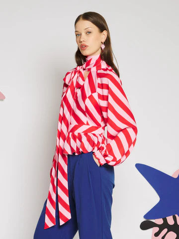 SISTER JANE PINK MENTON STRIPE TOP TO652PNK 226