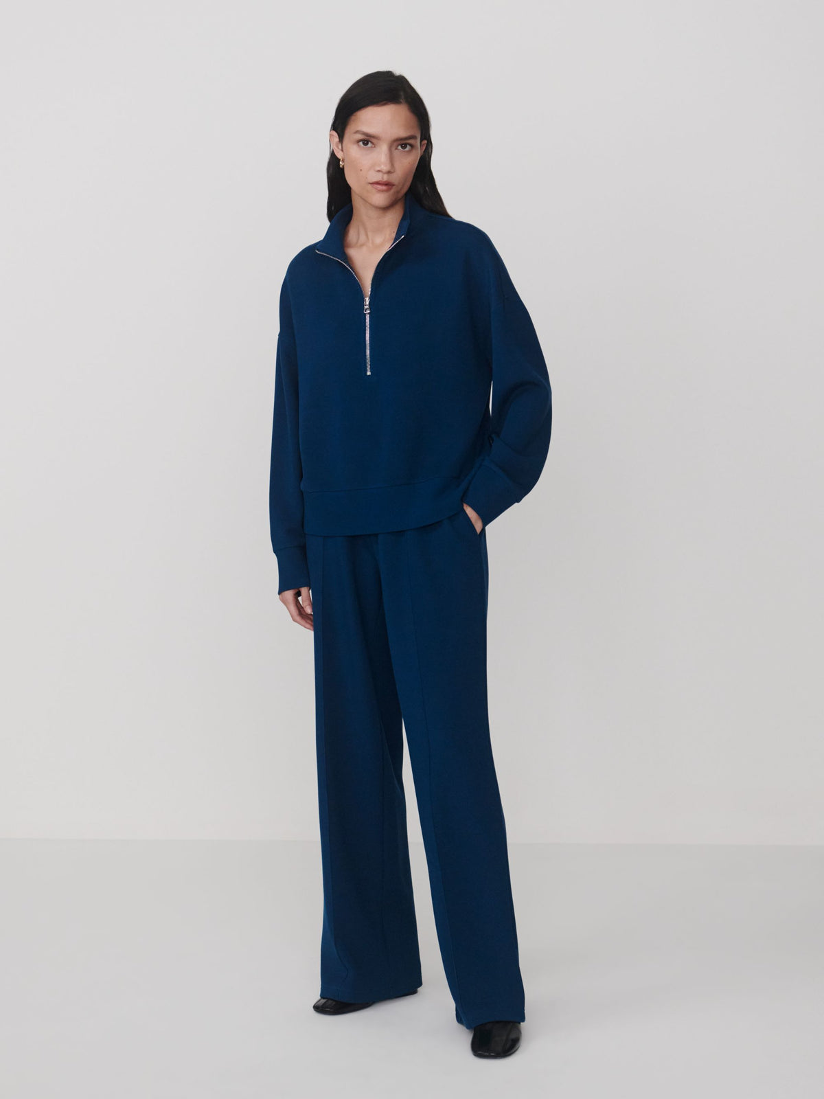 varley blue wide leg trousers casual sports wear