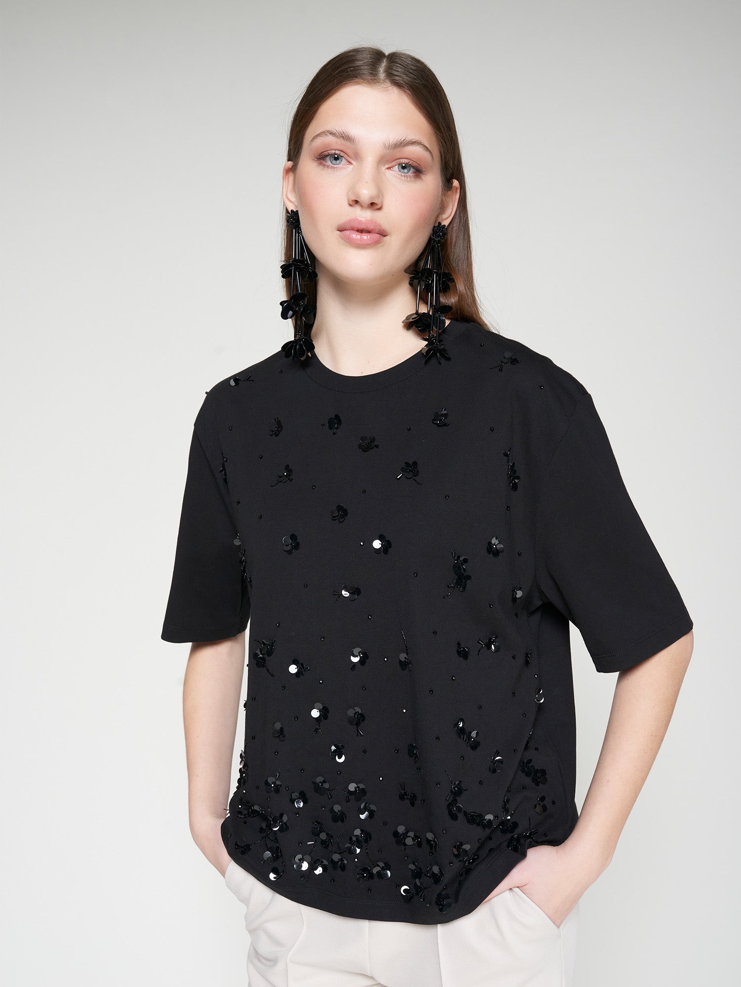 VILAGALLO BLACK SEQUIN TOP 32942
