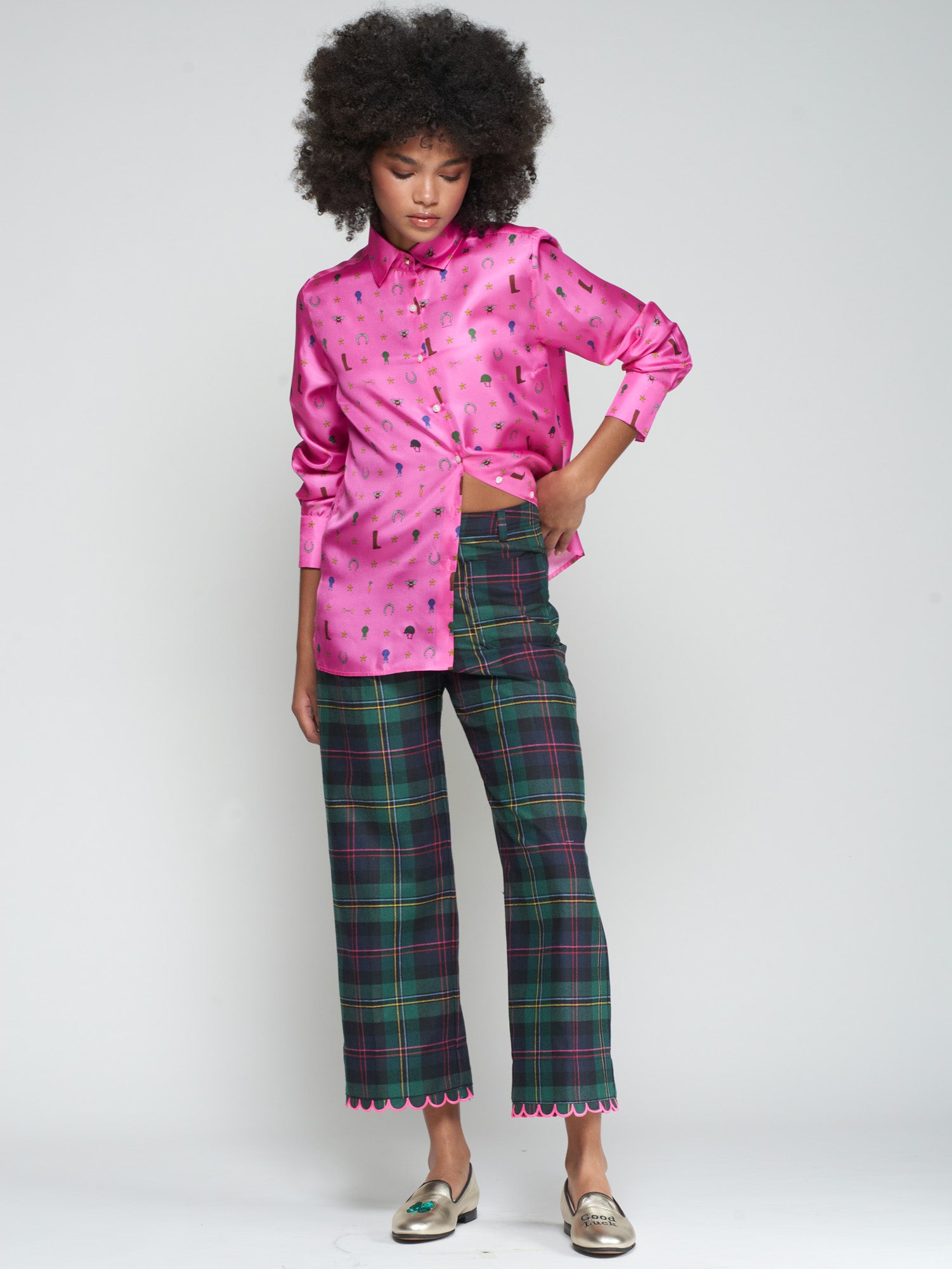 VILAGALLO GREEN CHECK TROUSERS 32694