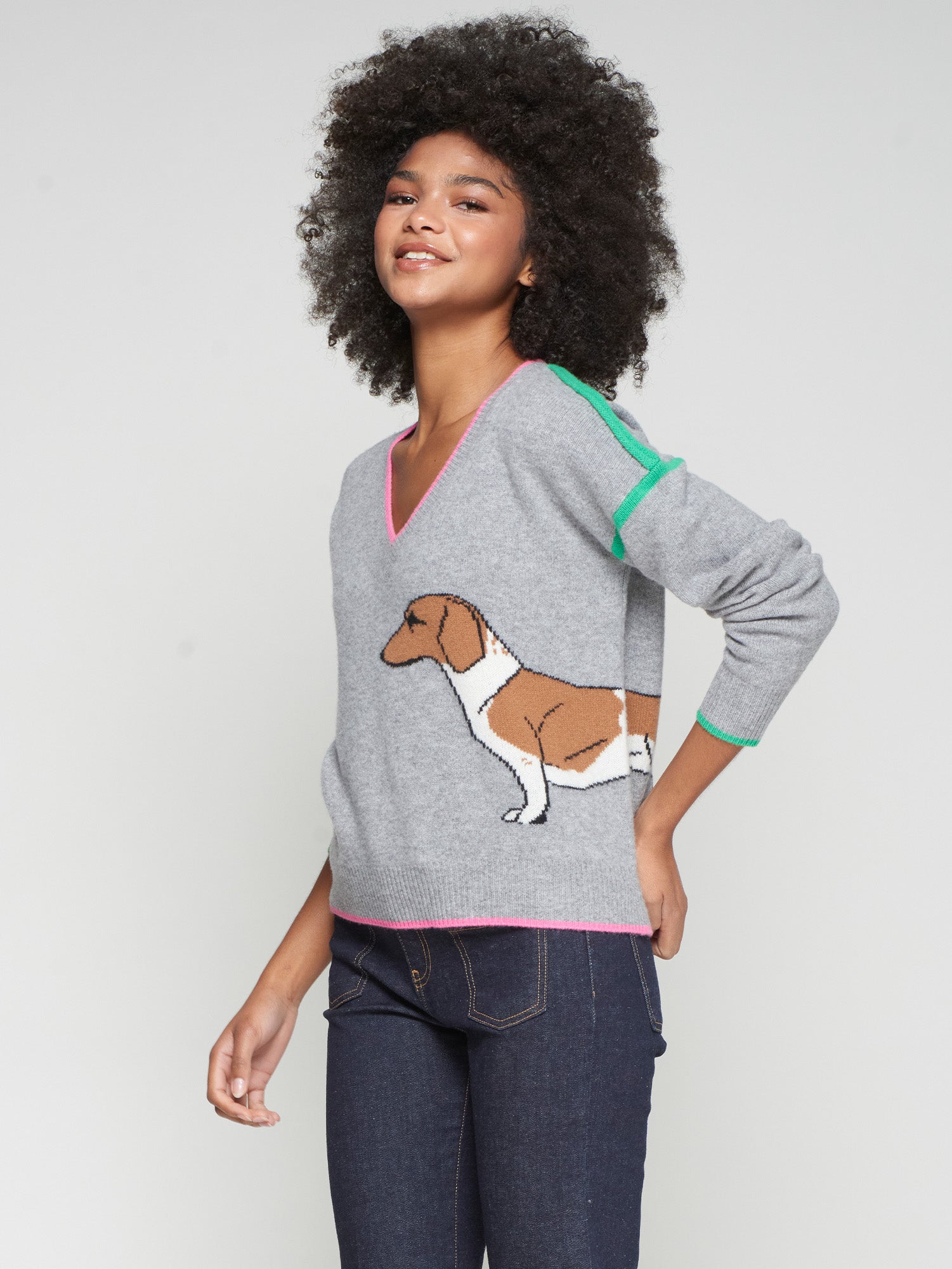 VILAGALLO GREY V-NECK KNIT 32895 MACBEES