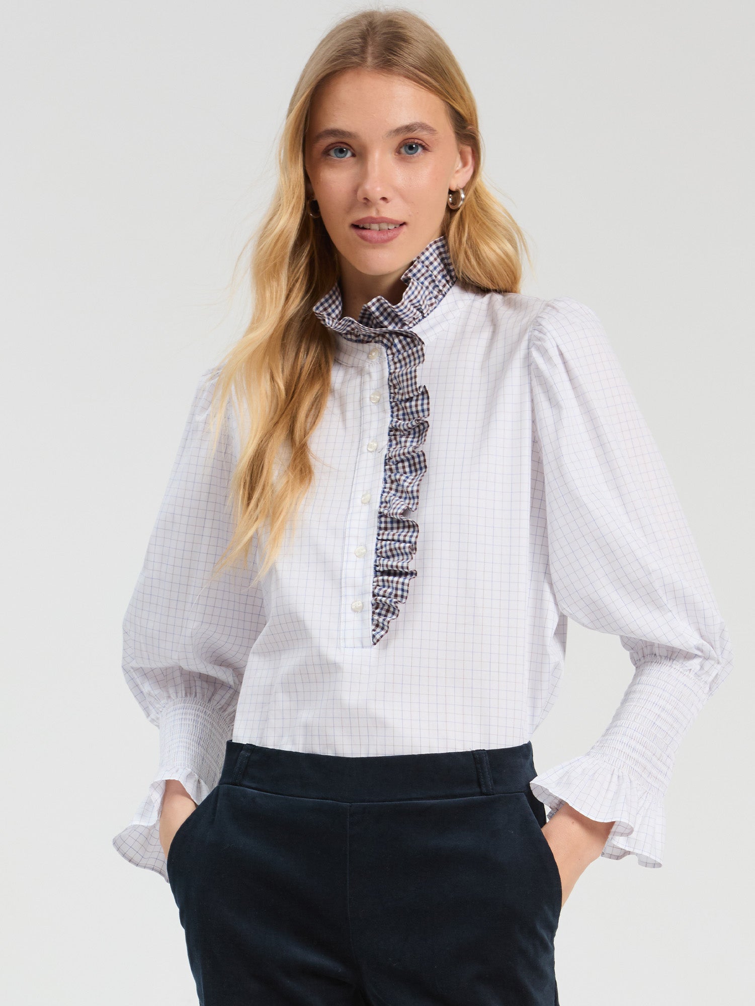 vilagallo white trim blouse 33985
