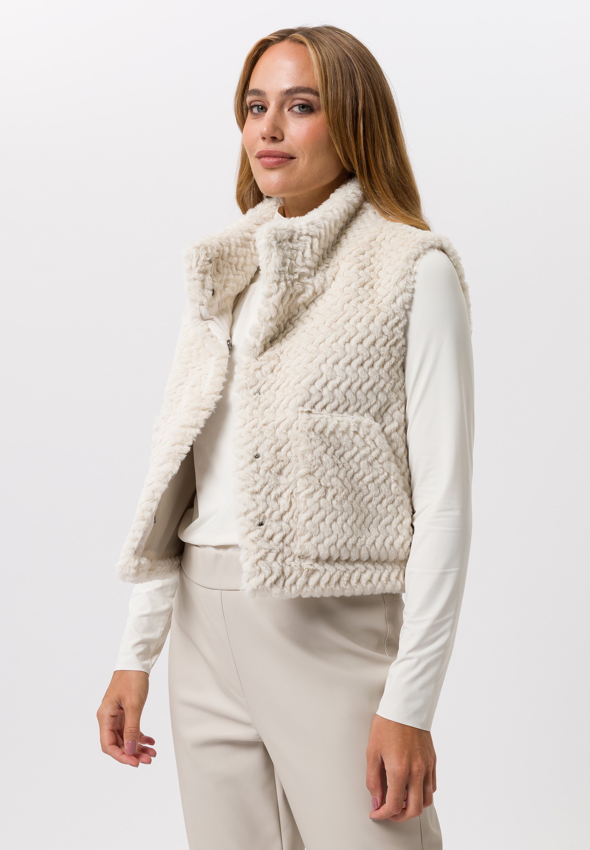 TUZZI FAUX FUR CREAM GILET 422851000 225