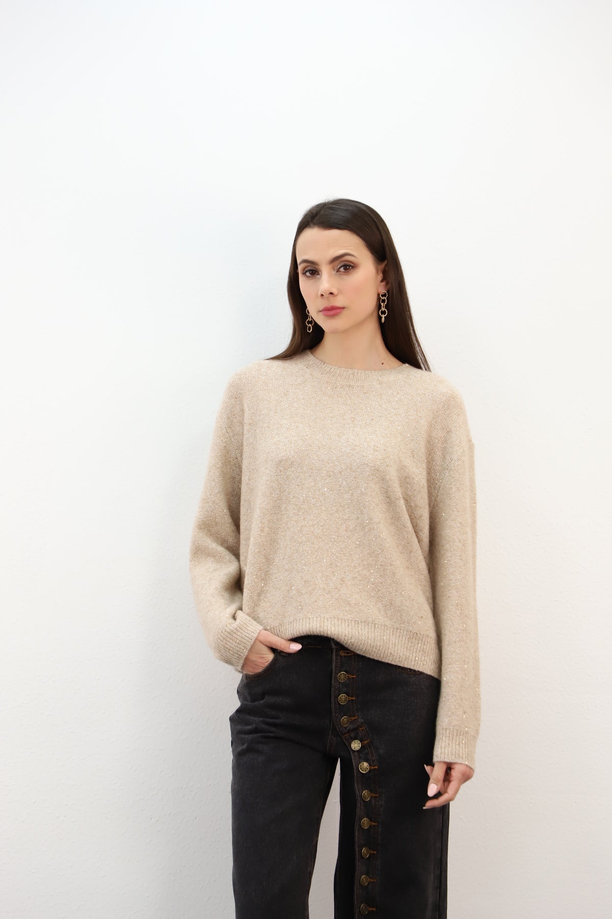 ESTHEME ROUND NECK SPARKLE KNIT XWES26A85HA 226