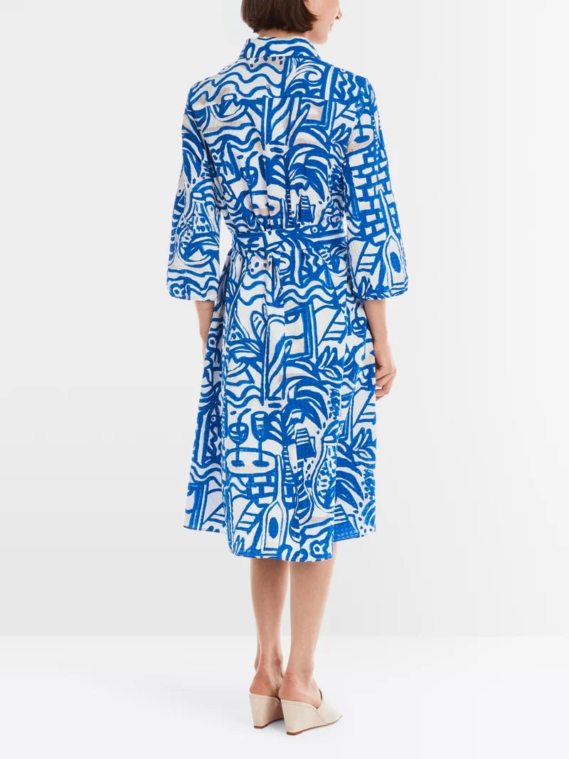 MARCCAIN BLUE PRINTED SHIRT DRESS YC2137 W68 125