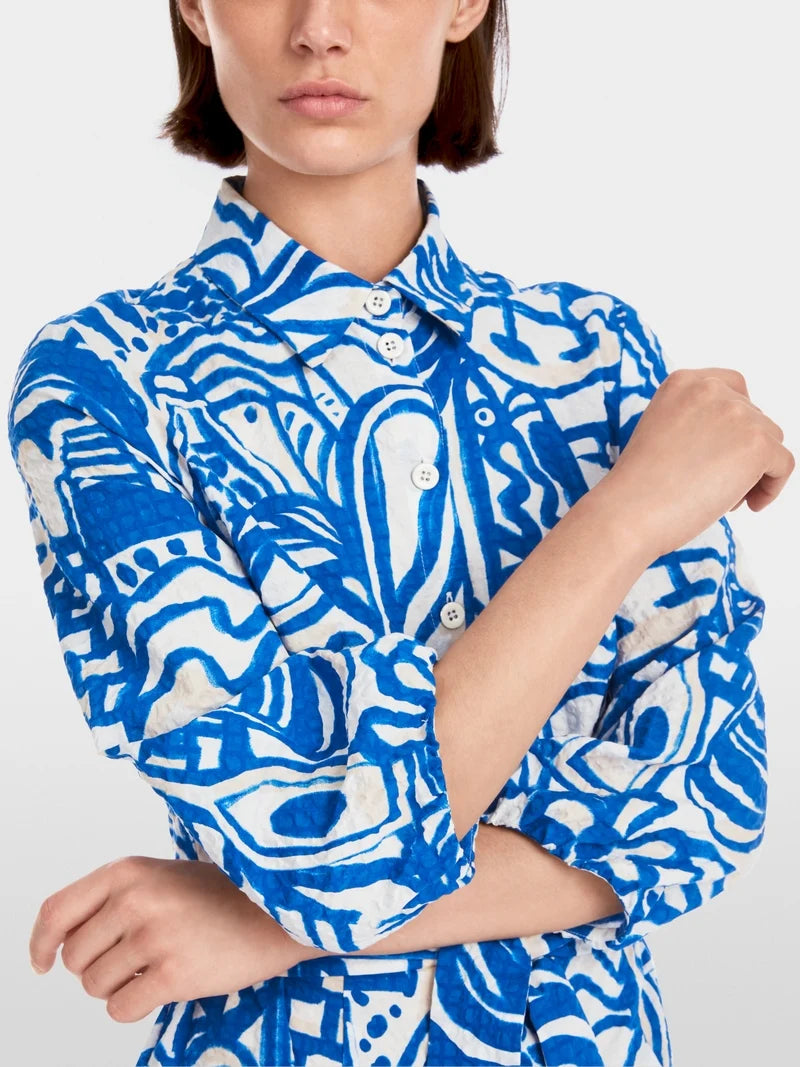MARCCAIN BLUE PRINTED SHIRT DRESS YC2137 W68 125