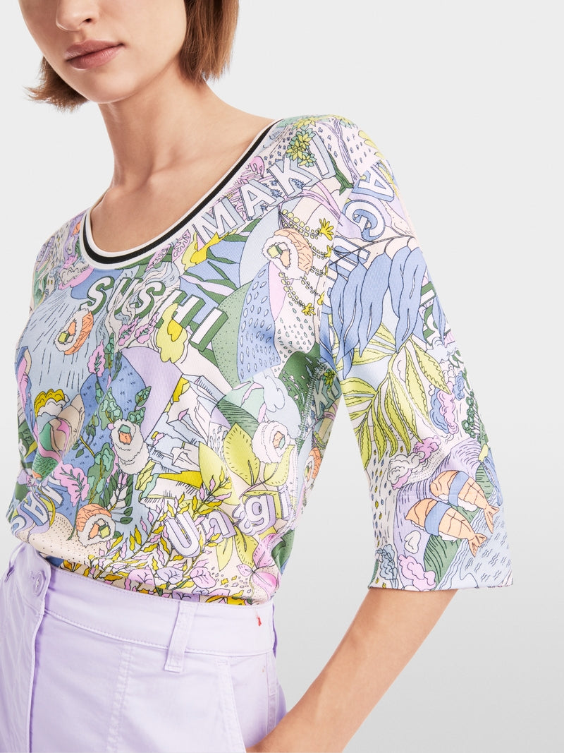MARCCAIN PRINT LILAC TOP YS4819 J58 125