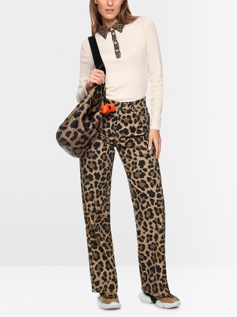 MARC CAIN CREAM ANIMAL PRINT POLO TOP ZS 5309 J55 225
