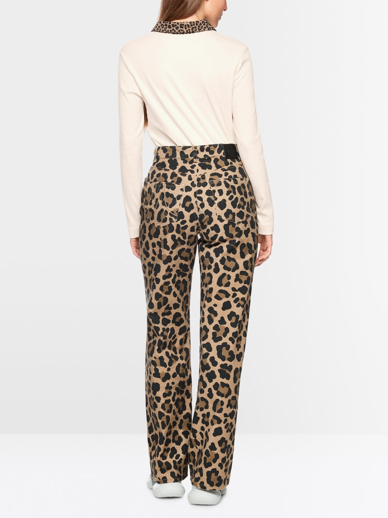 MARC CAIN CREAM ANIMAL PRINT POLO TOP ZS 5309 J55 225