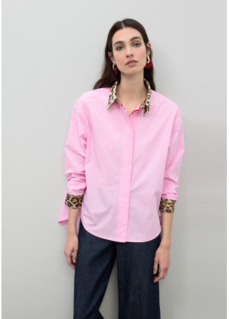 LOLA CASADEMUNT PINK ANIMAL PRINT POPLIN SHIRT LS2615087 126