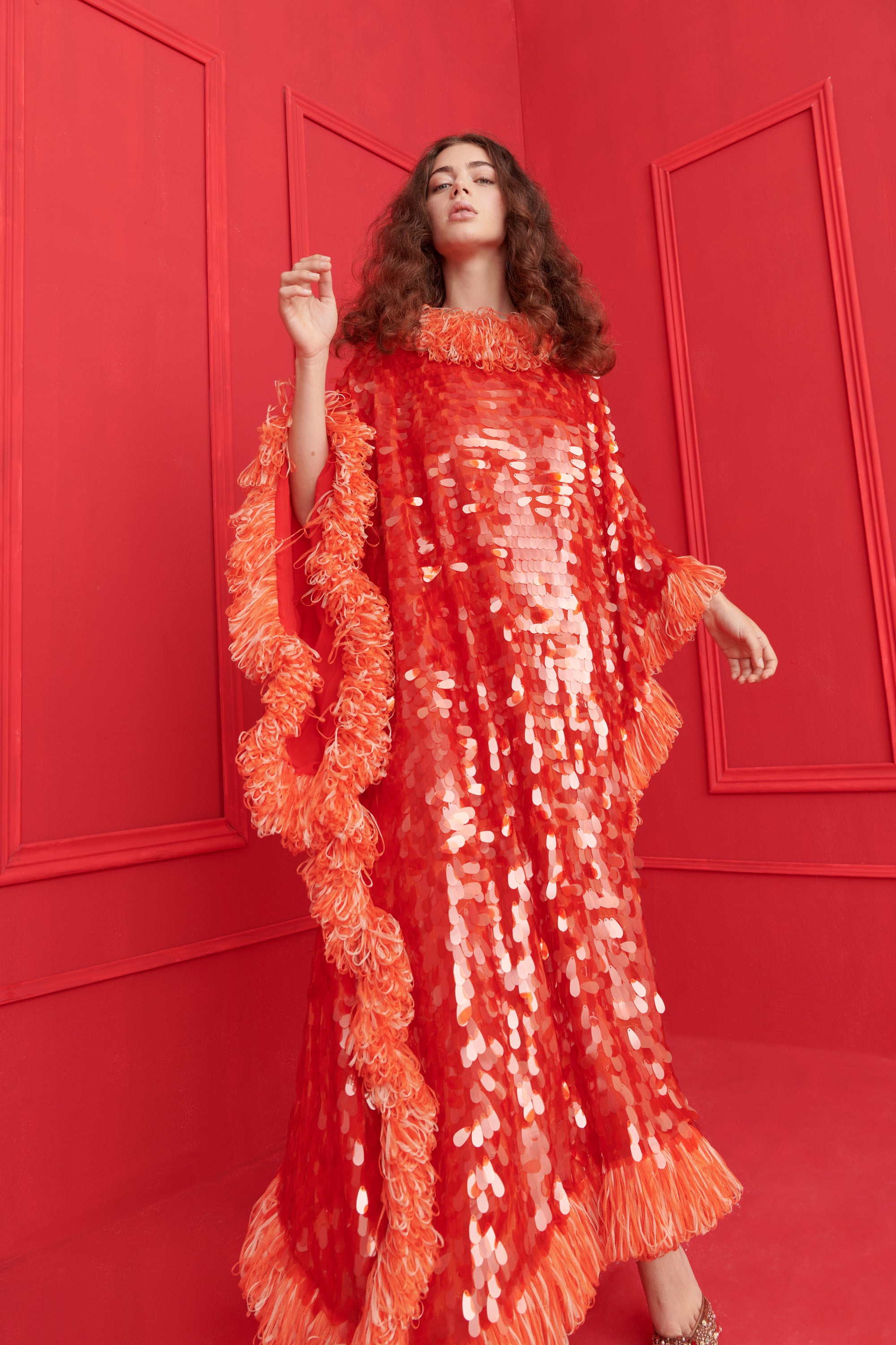 CELIA B ZIV RED SEQUIN MAXI DRESS 126