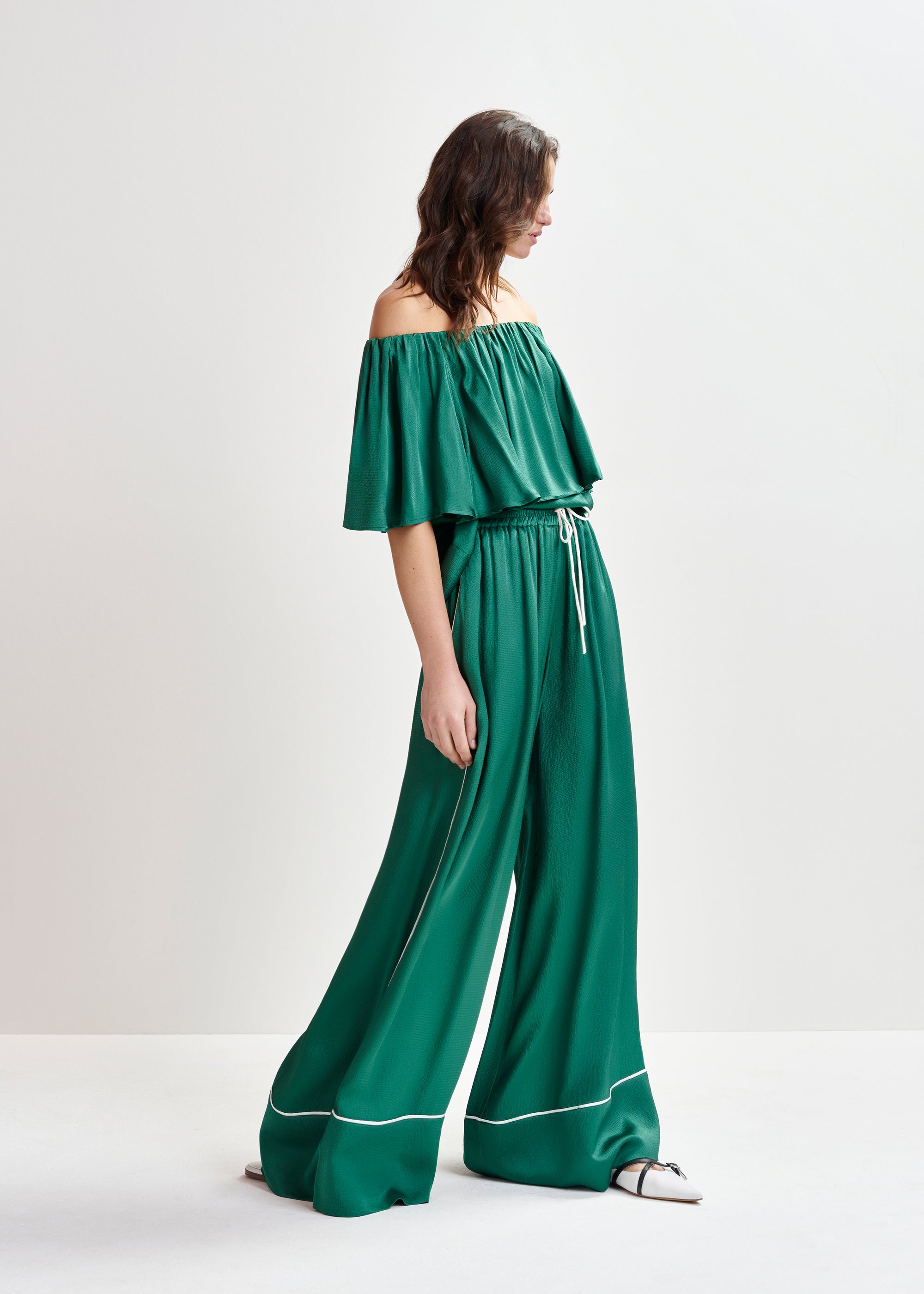 ESSENTIEL ANTWERP HONTGOMERY GREEN WOVEN PANTS 125
