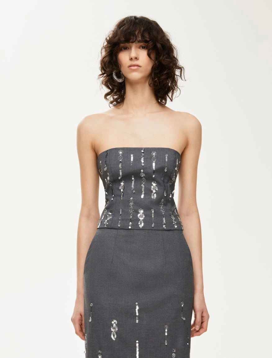 caraibi grey sequin iblues top at macbees killarney