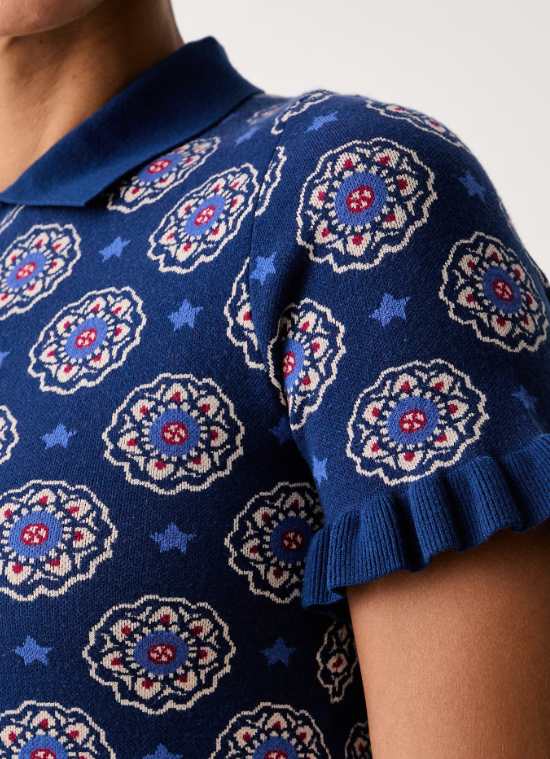 IBLUES BLUE PRINTED POLO KNIT IBLVERTICE 226