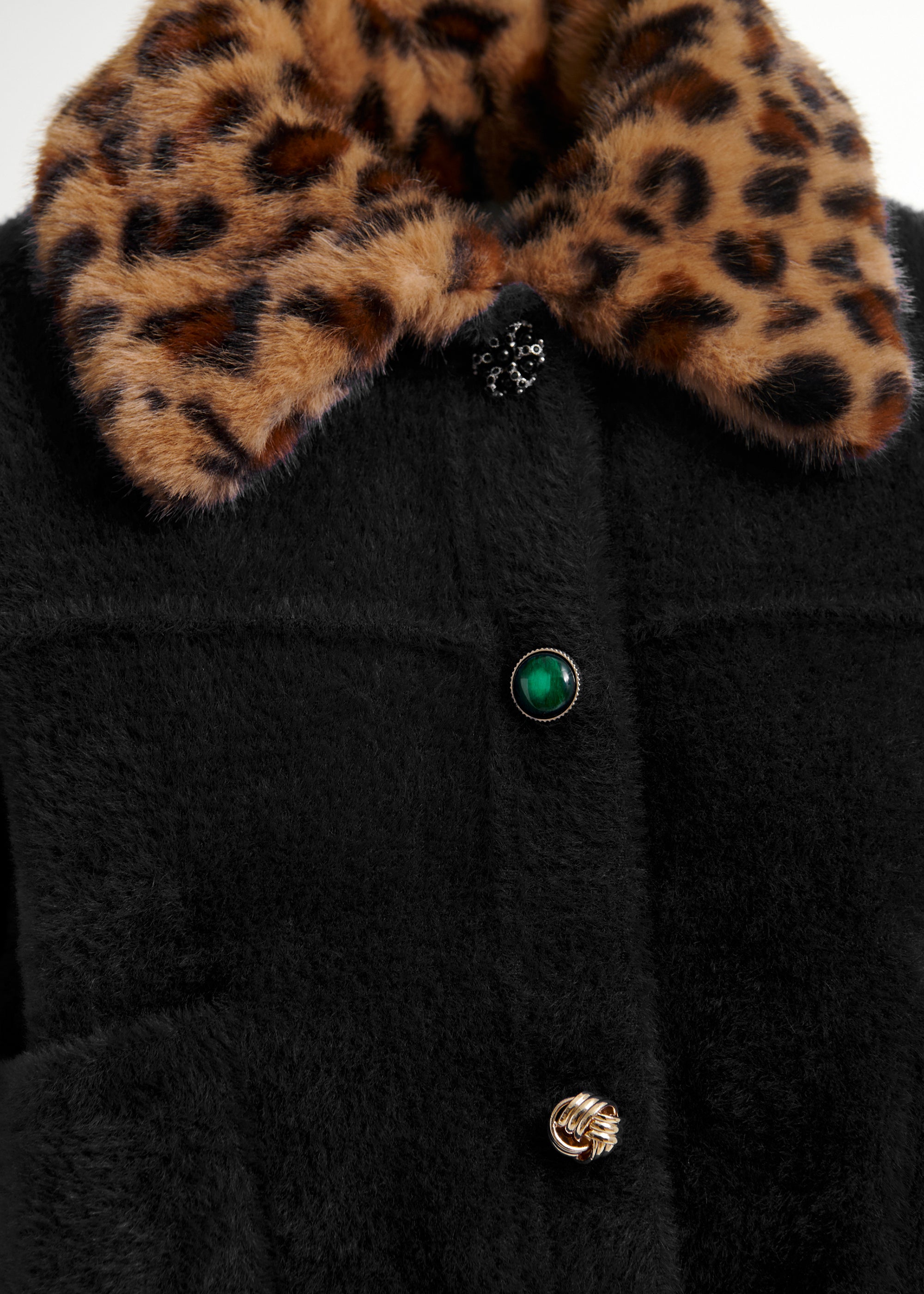 ESSENTIEL ANTWERP INTENTION LEOPARD FUR COLLAR CARDIGAN 225