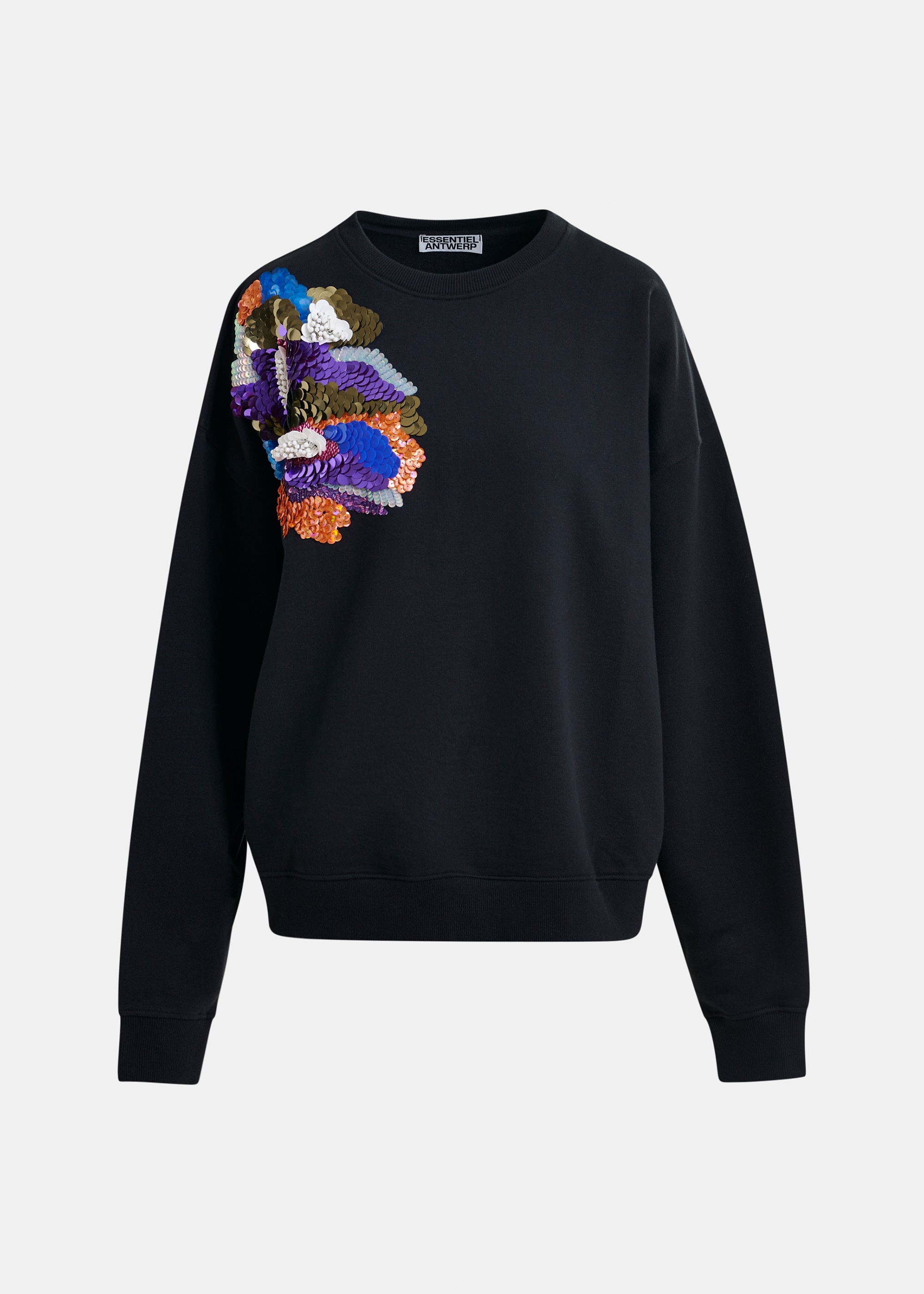 ESSENTIEL ANTWERP IVENING EMBROIDERED BLACK SWEATSHIRT 225