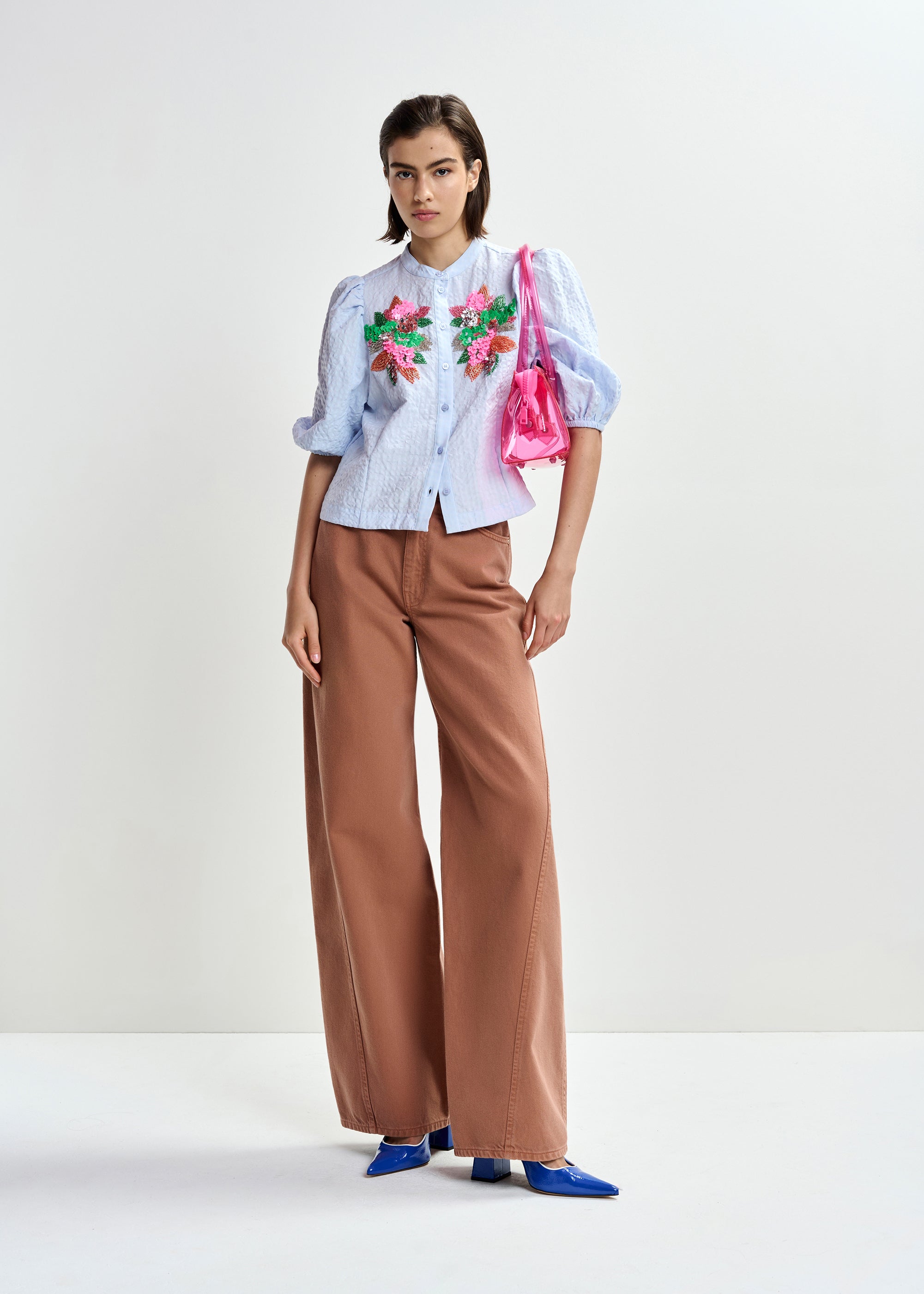 ESSENTIEL ANTWERP JAIDEN EMBELLISHED SHIRT BLUE 126