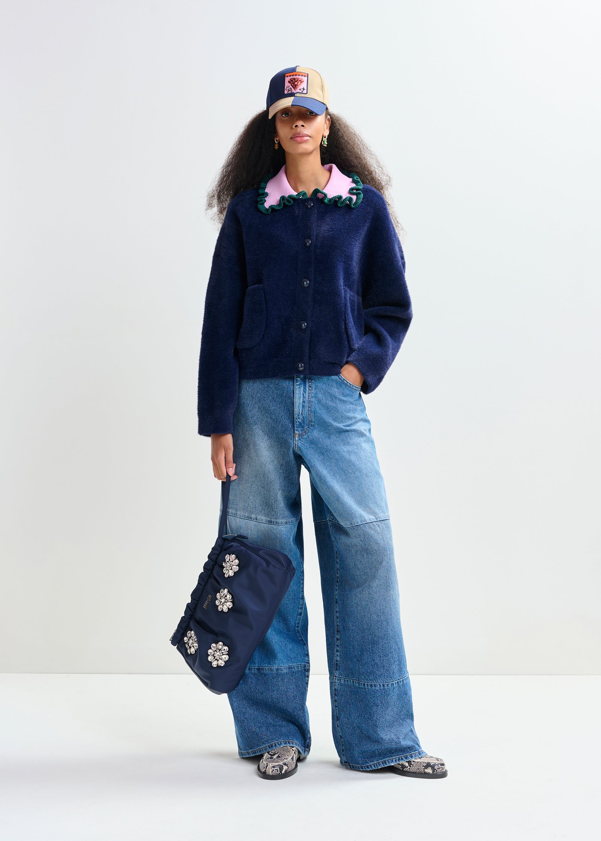 ESSENTIEL ANTWERP JARDENER KNITTED NAVY CARDI 126