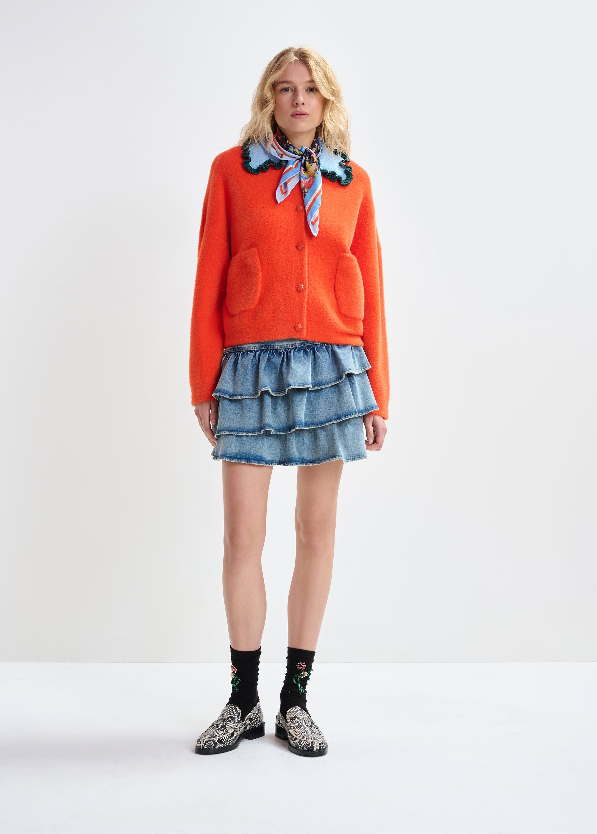 ESSENTIEL ANTWERP JARDENER KNITTED ORANGE CARDI 126