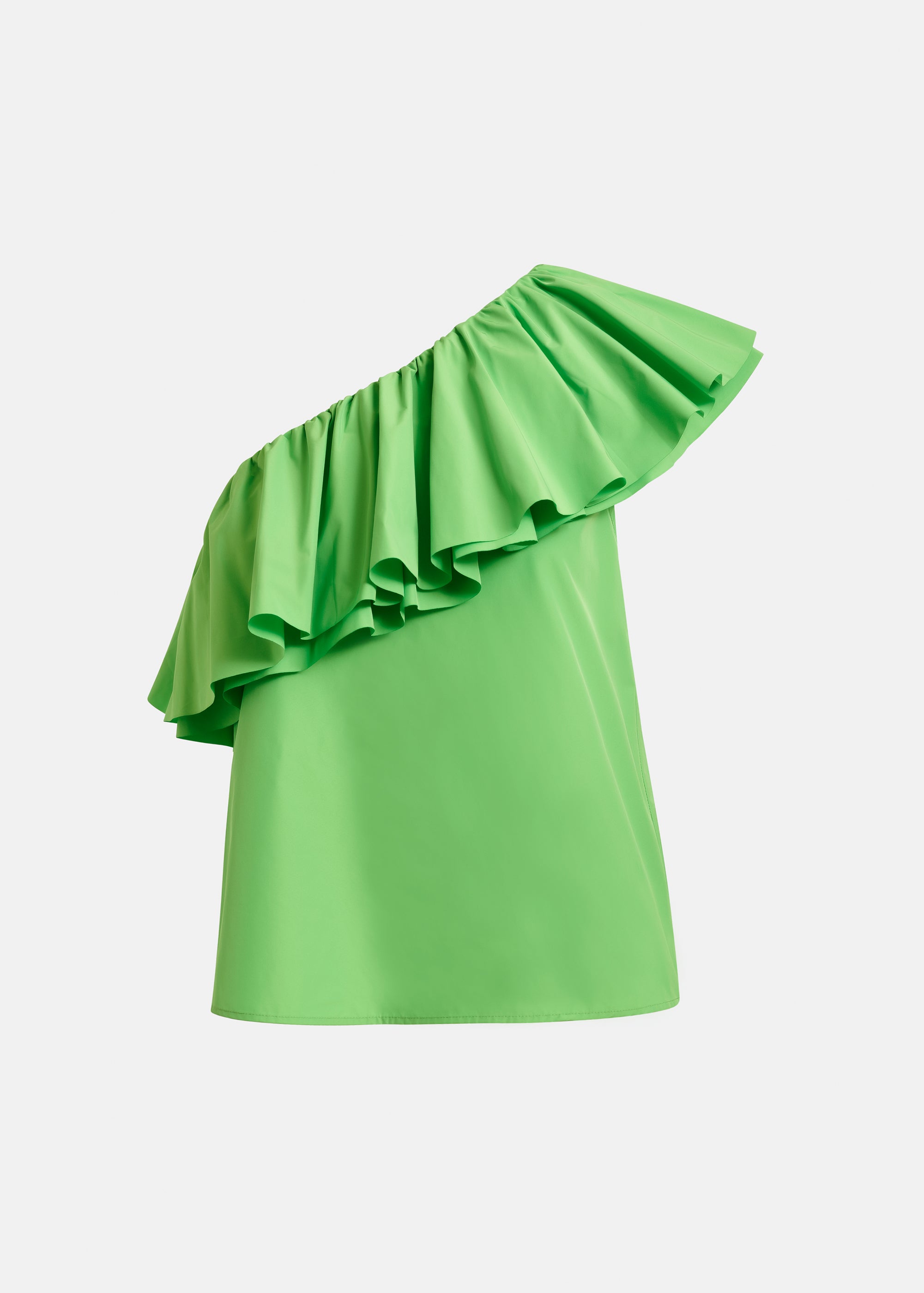 ESSENTIEL ANTWERP JILLIAN ASYMMETRIC RUFFLE TOP GREEN 126