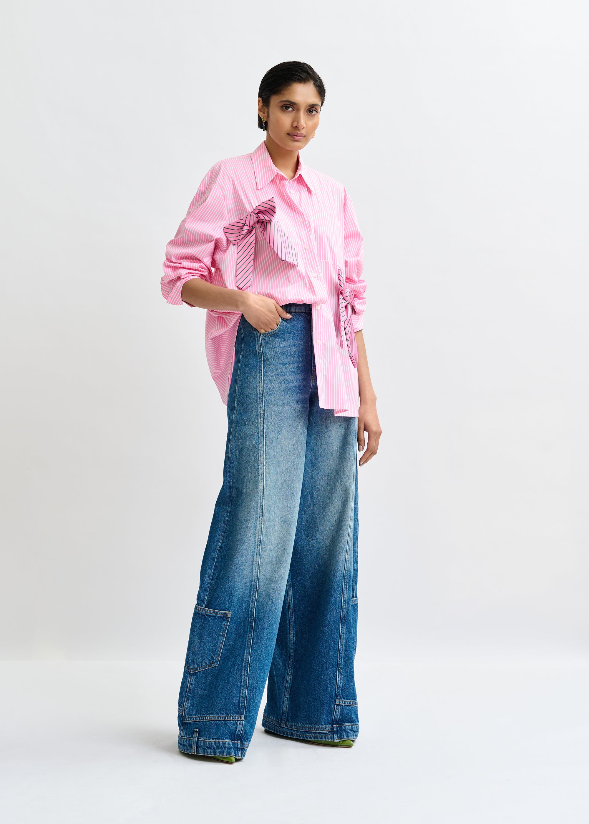 ESSENTIEL ANTWERP JIWI SHIRT WITH BOWTIES PINK 126