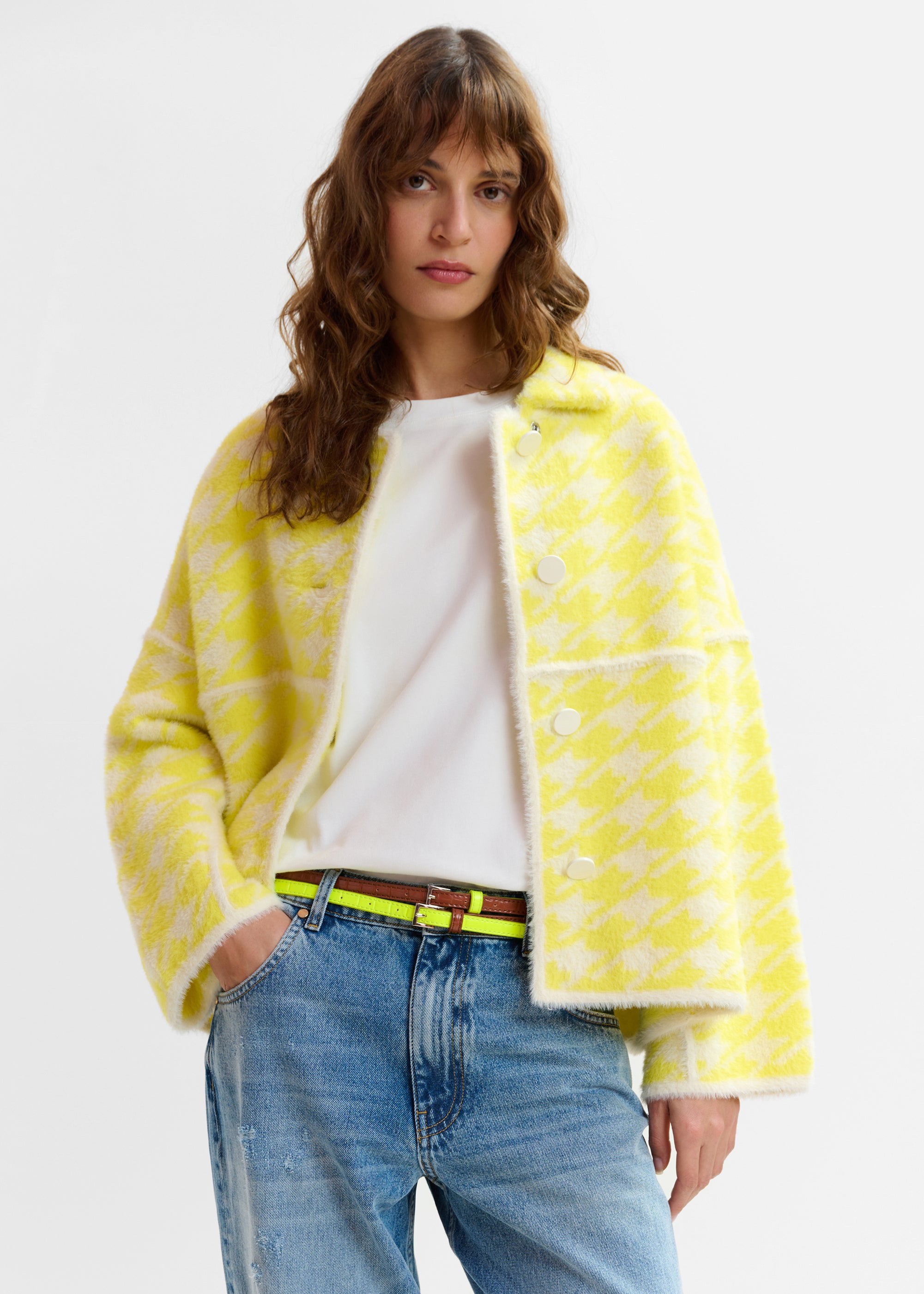 ESSENTIEL ANTWERP JOKING KNIT JACKET YELLOW 126
