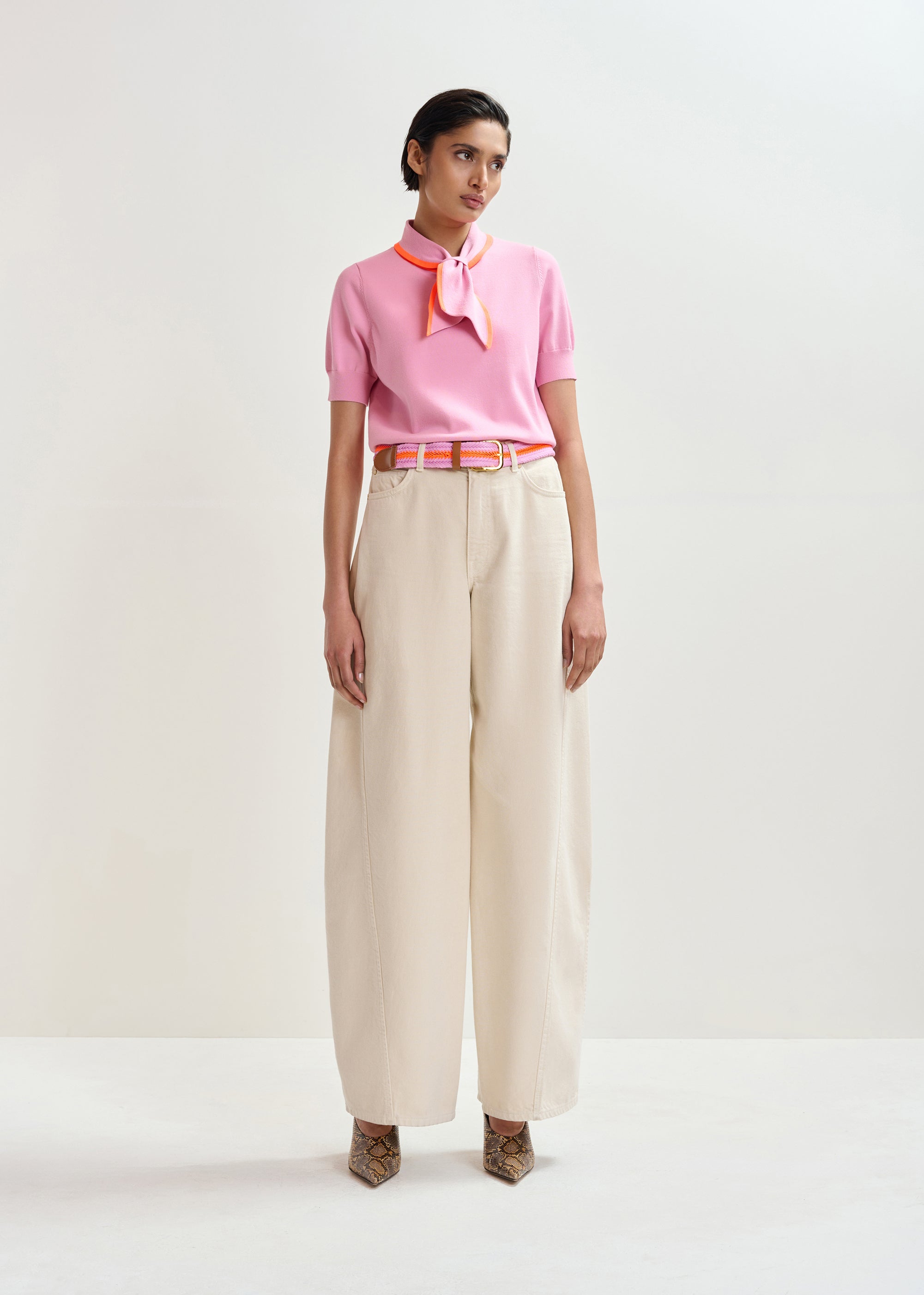 ESSENTIEL ANTWERP JONDA CONTRAST COLOUR POLO PINK 126