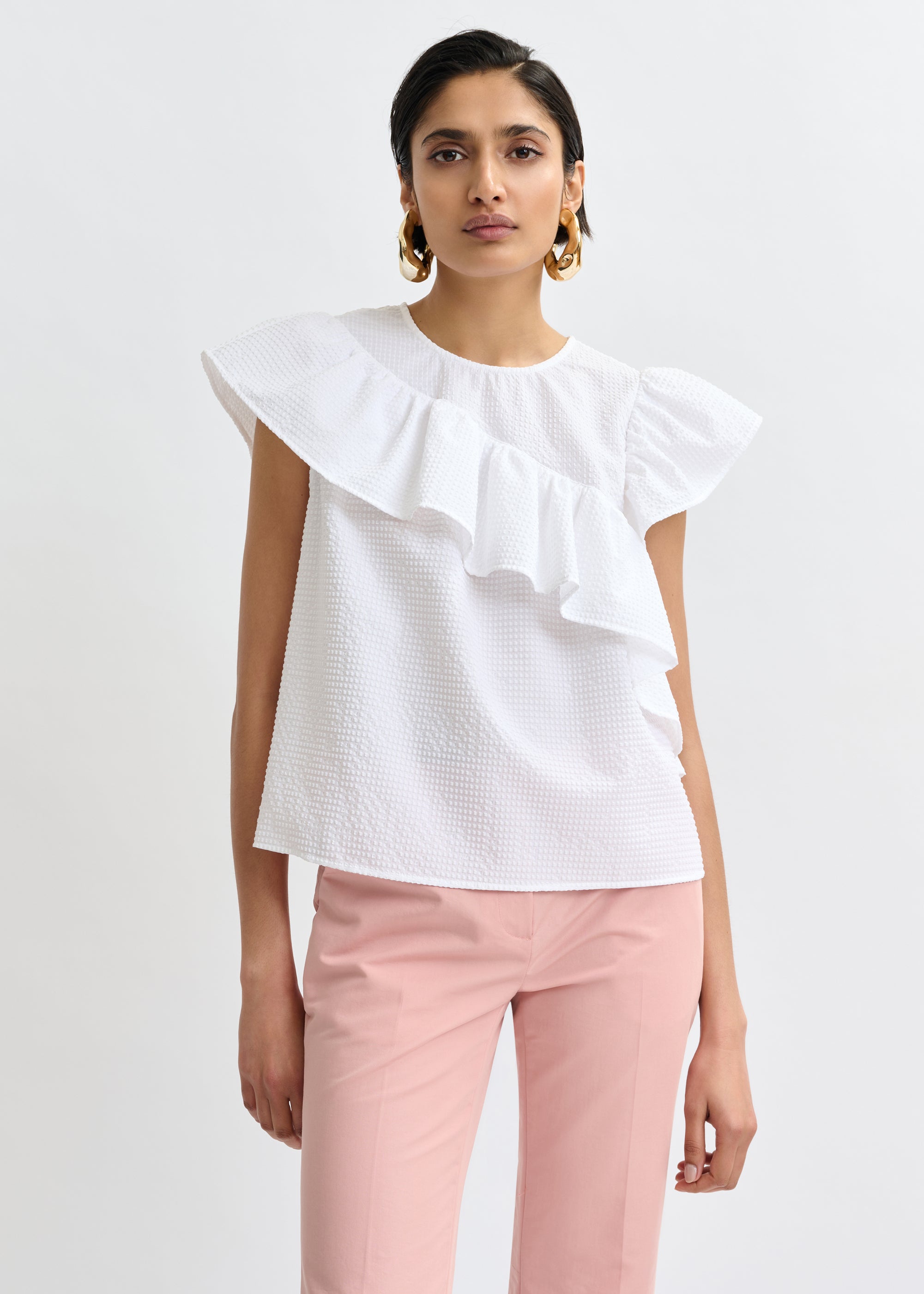 ESSENTIEL ANTWERP JOOJOO RUFFLE TOP White 126