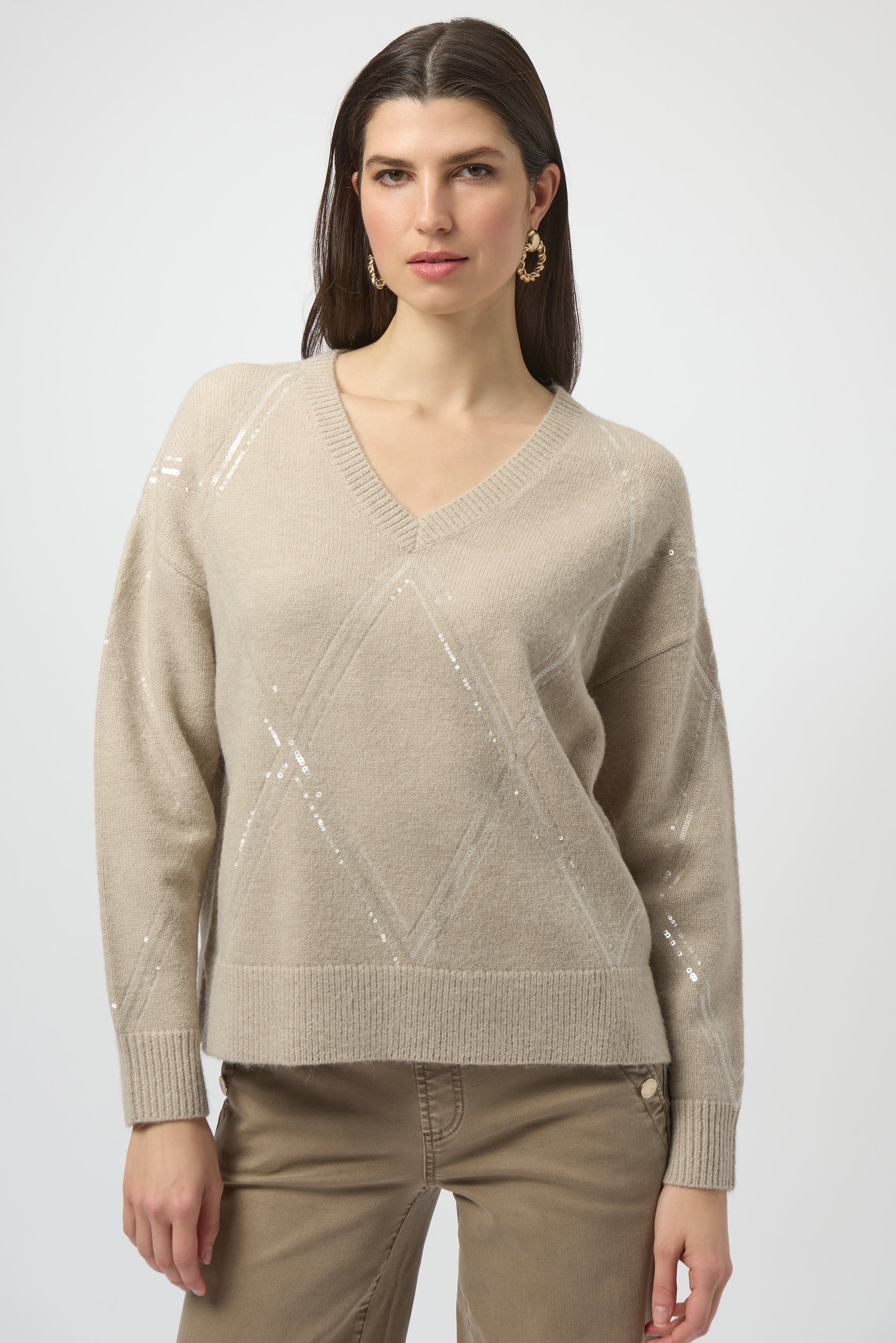 joseph ribkoff beige sparkle jumper 254949-4425-1