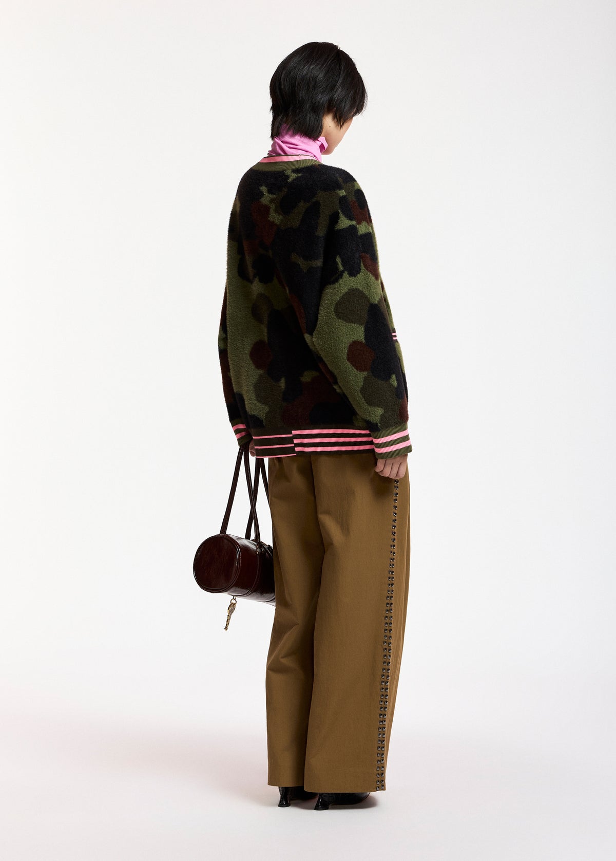 ESSENTIEL ANTWERP GREEN KAMOO CAMOUFLAGE KNIT CARDIGAN 226