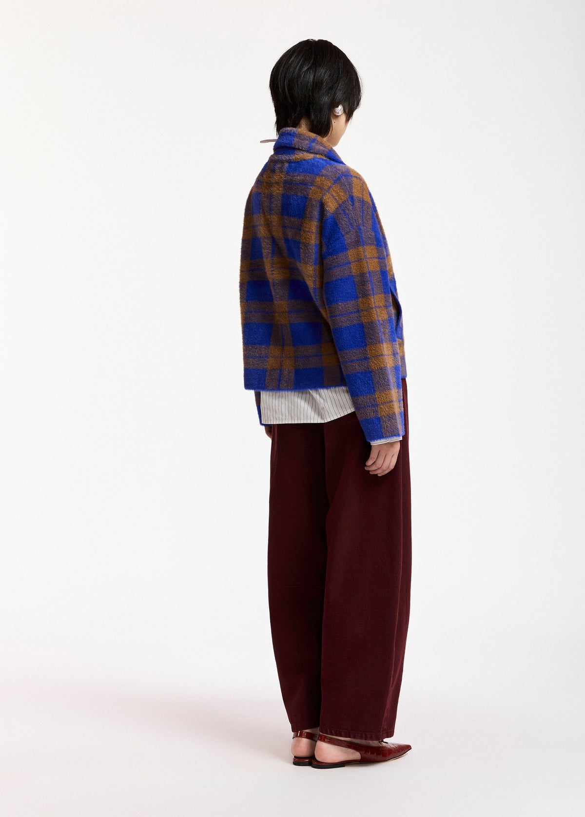 ESSENTIEL ANTWERP BLUE KARREAU CHECK CARDIGAN 226
