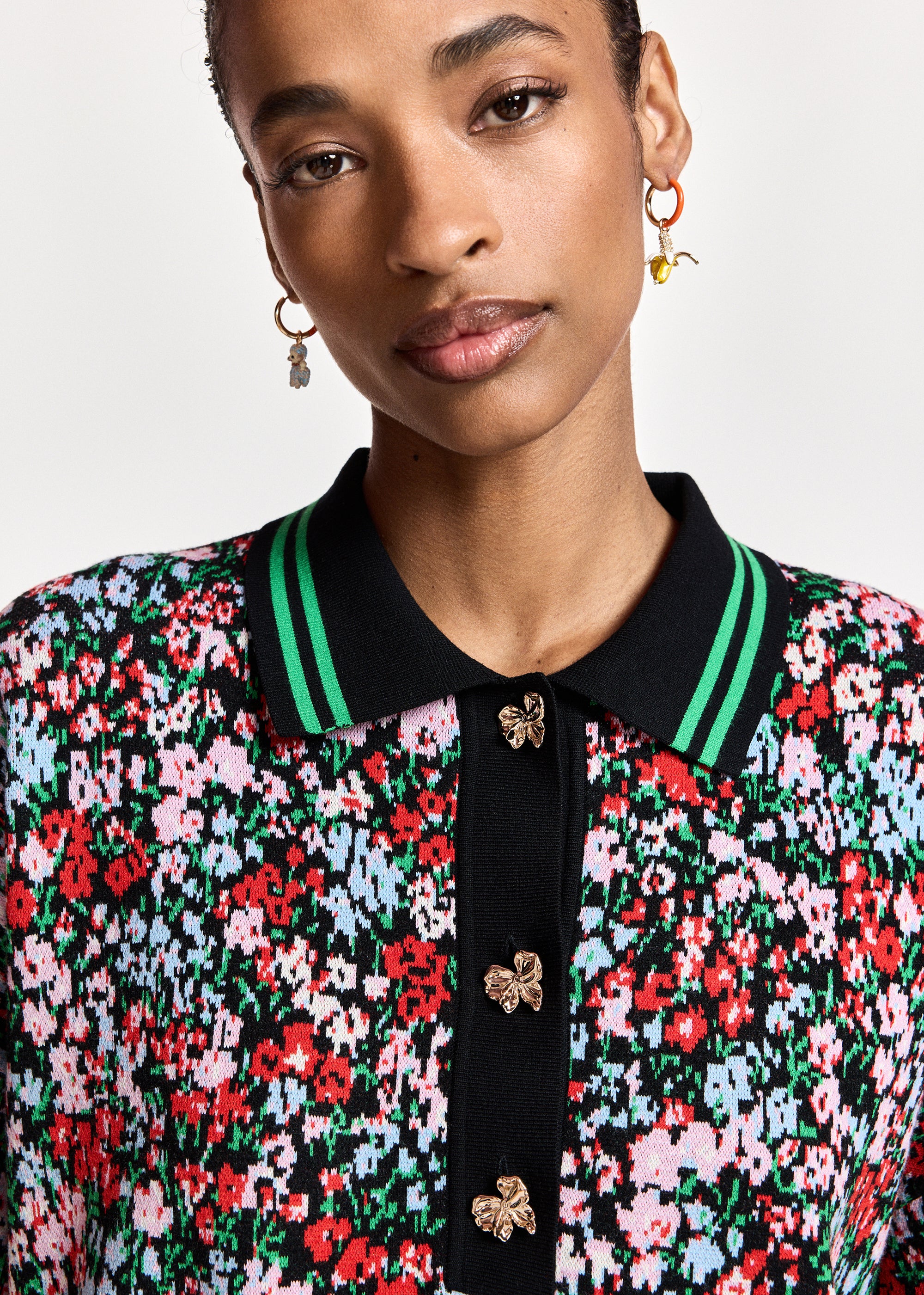 ESSENTIEL ANTWERP BLACK KARTOS KNITTED JACQUARD POLO 226