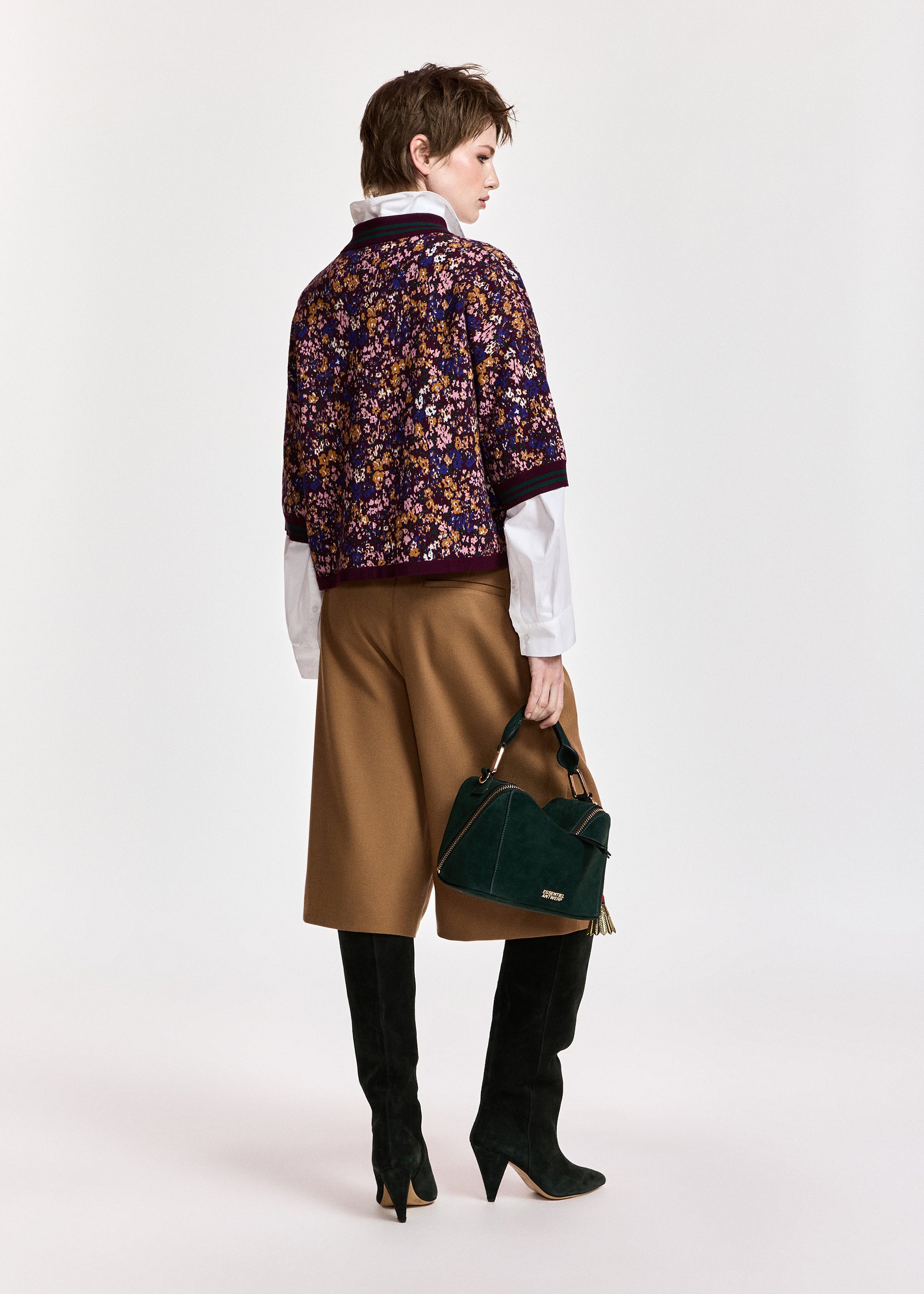 ESSENTIEL ANTWERP WINE KARTOS KNITTED JACQUARD POLO 226