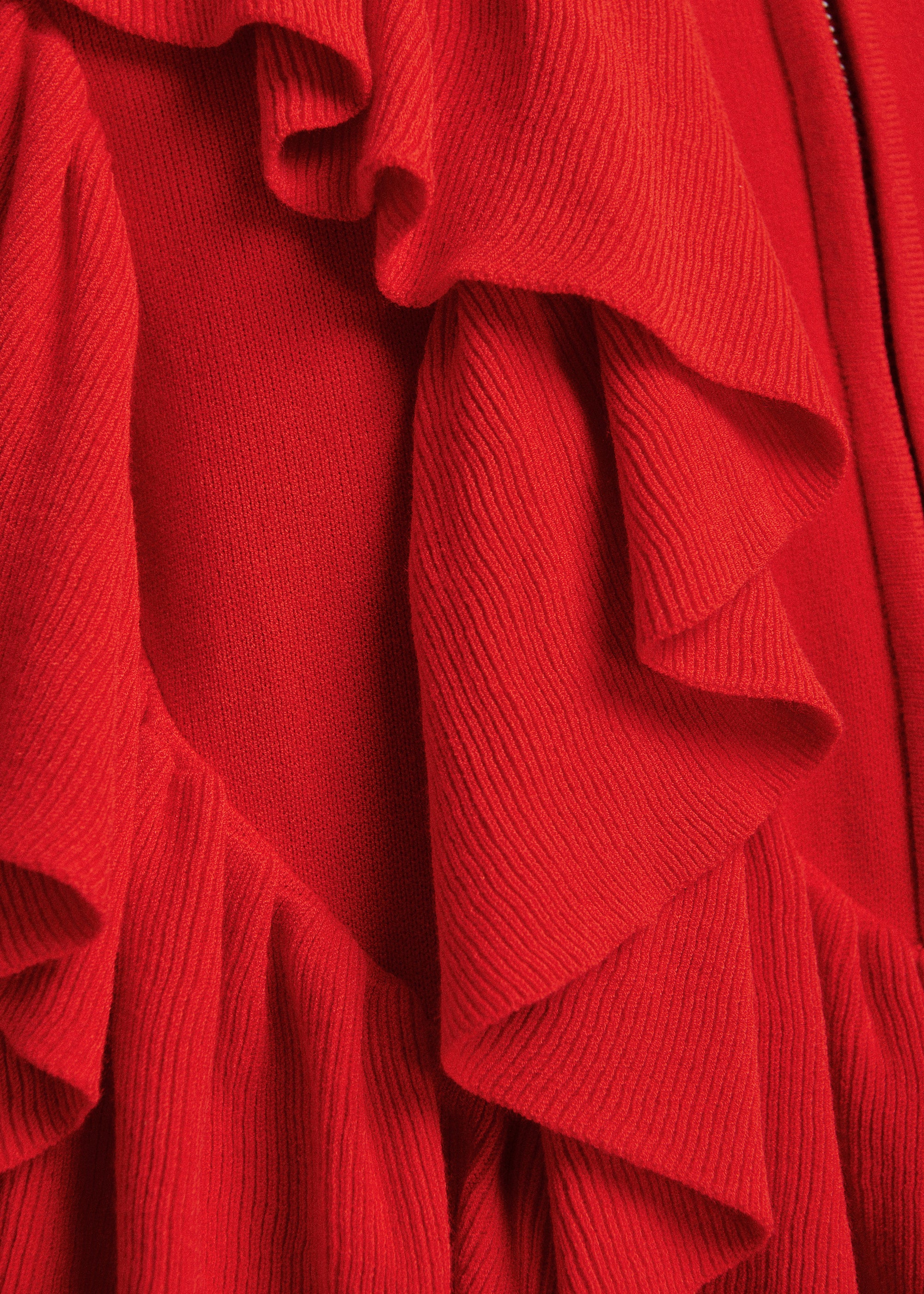 ESSENTIEL ANTWERP RED KODI CARDIGAN WITH FRILLS 226