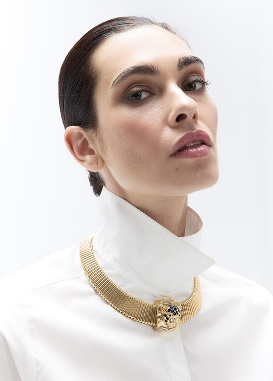 LOLA CASADEMUNT LEOPARD MESH GOLD NECKLACE 2603032 226