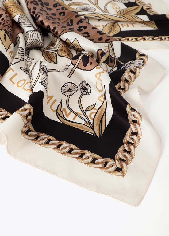 LOLA CASADEMUNT TIGER PRINT LOGO SCARF 2607033 226