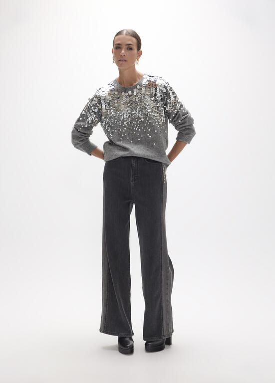 LOLA CASADEMUNT GREY SEQUIN KNIT LF2611003 226
