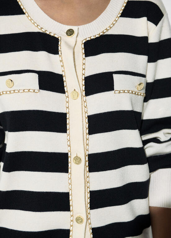 LOLA CASADEMUNT BLACK STRIPE CHAIN CARDIGAN LF2611019 226