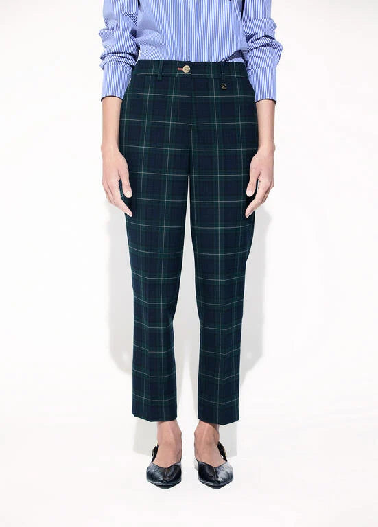 LOLA CASADEMUNT NAVY TARTAN TROUSERS LF2614024 226