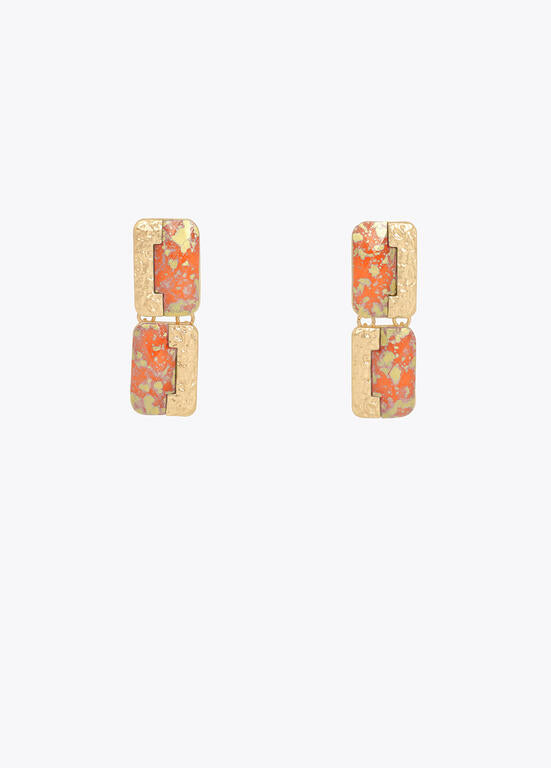 LOLA CASADEMUNT METAL & ACRYLIC EARRINGS ORANGE 2603055 126