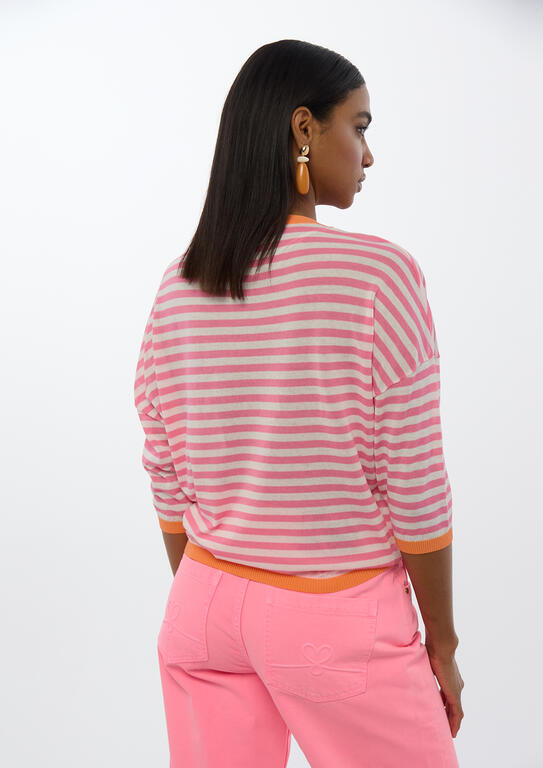 LOLA CASADEMUNT PINK TWO-TONE STRIPED SWEATER LS2611001 126